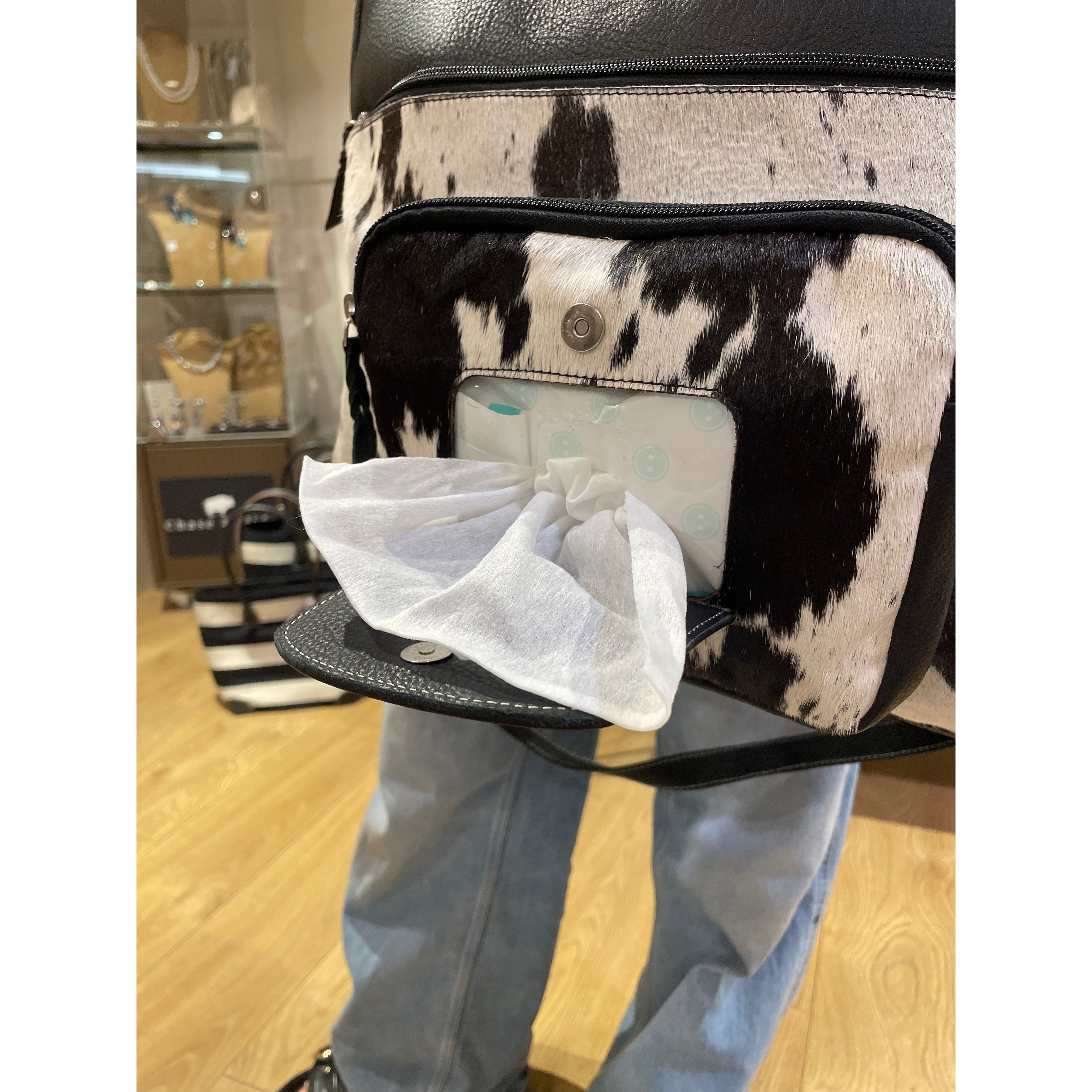 Cowhide and tooling leather nappy / Large Bag
