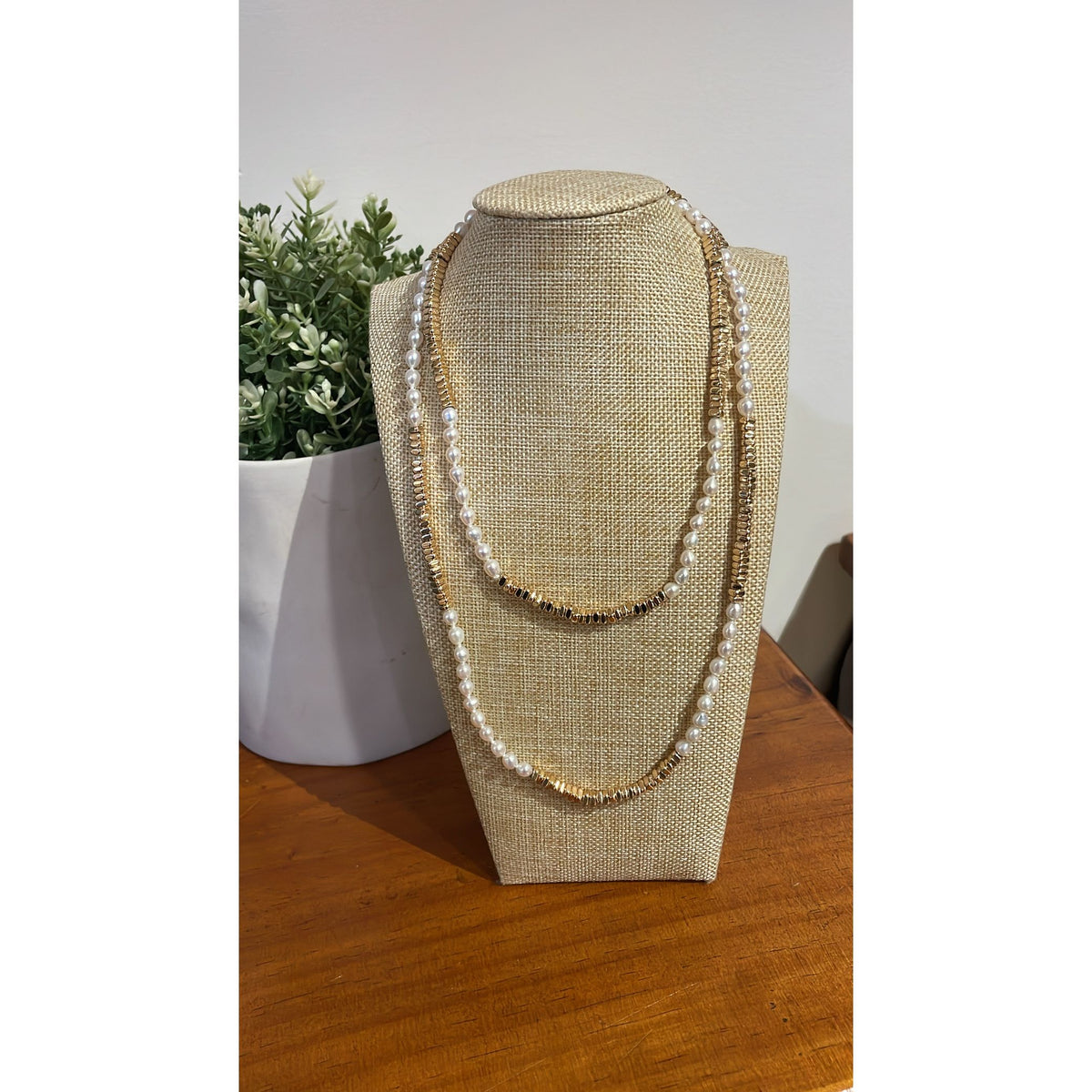 Hematite and Pearl Necklace