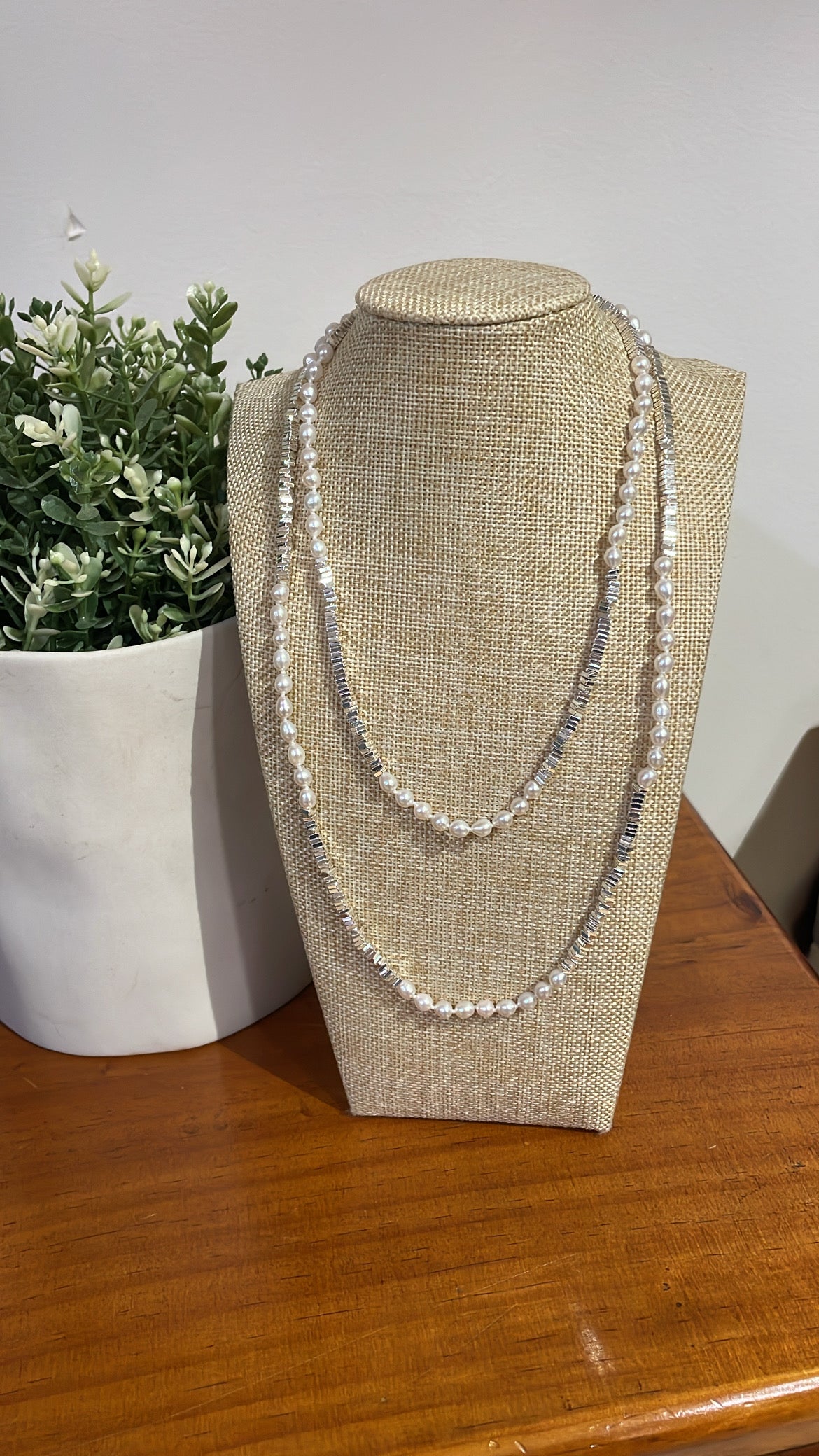 Hematite and Pearl Necklace