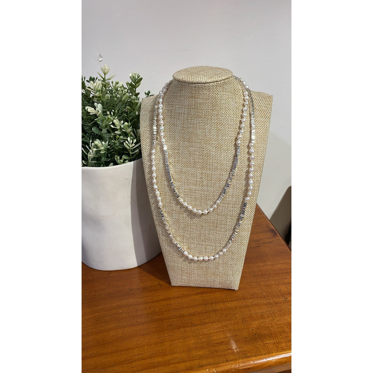 Hematite and Pearl Necklace
