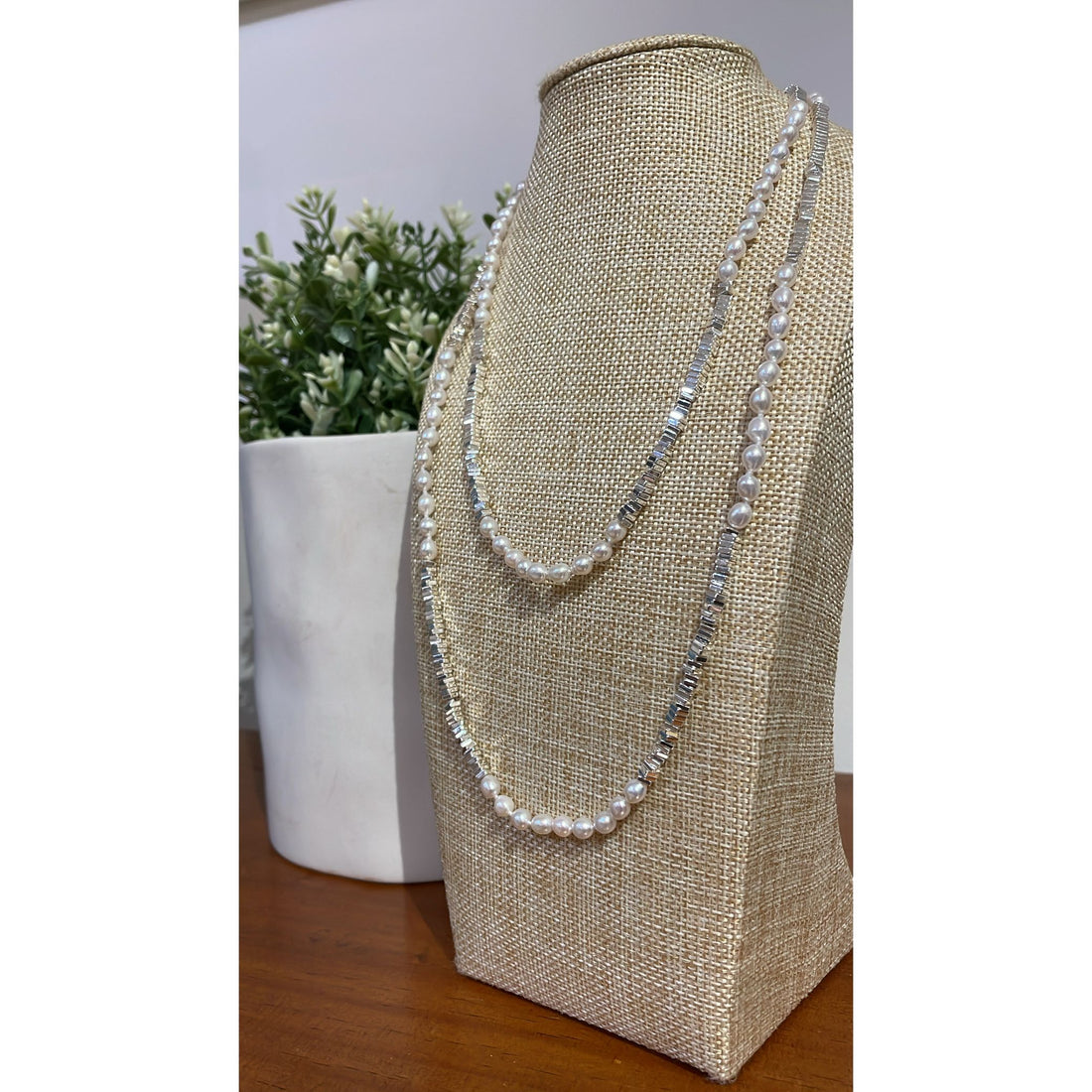 Hematite and Pearl Necklace