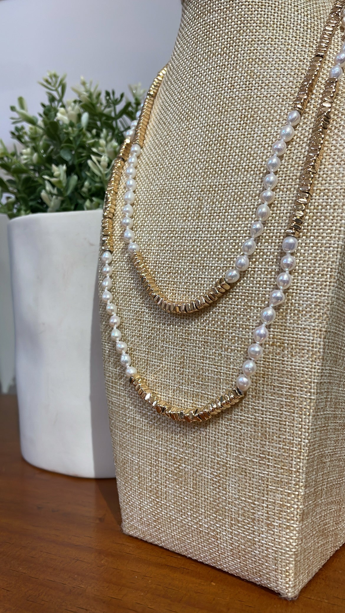 Hematite and Pearl Necklace