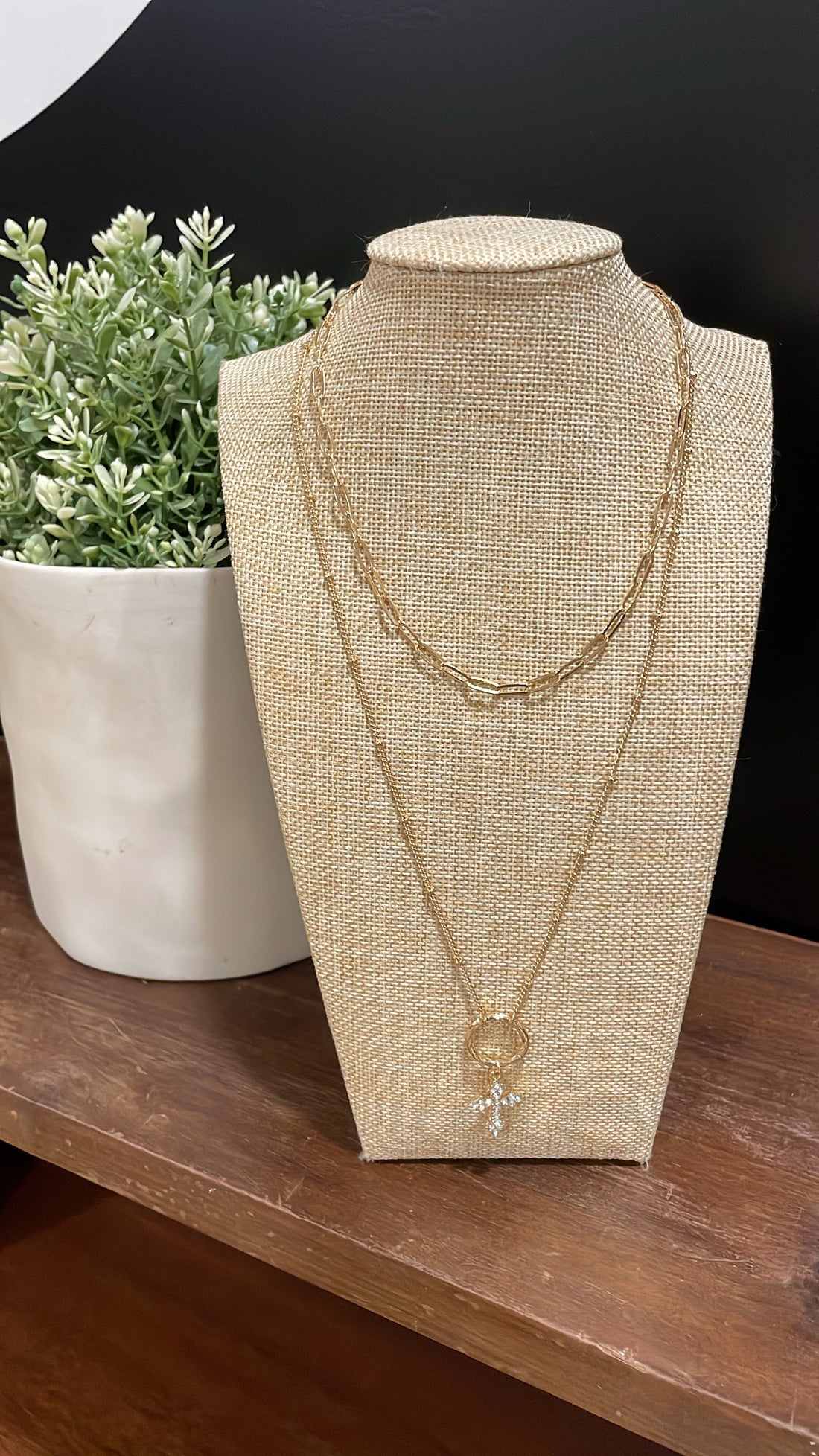 Gold Cross Charm Necklace