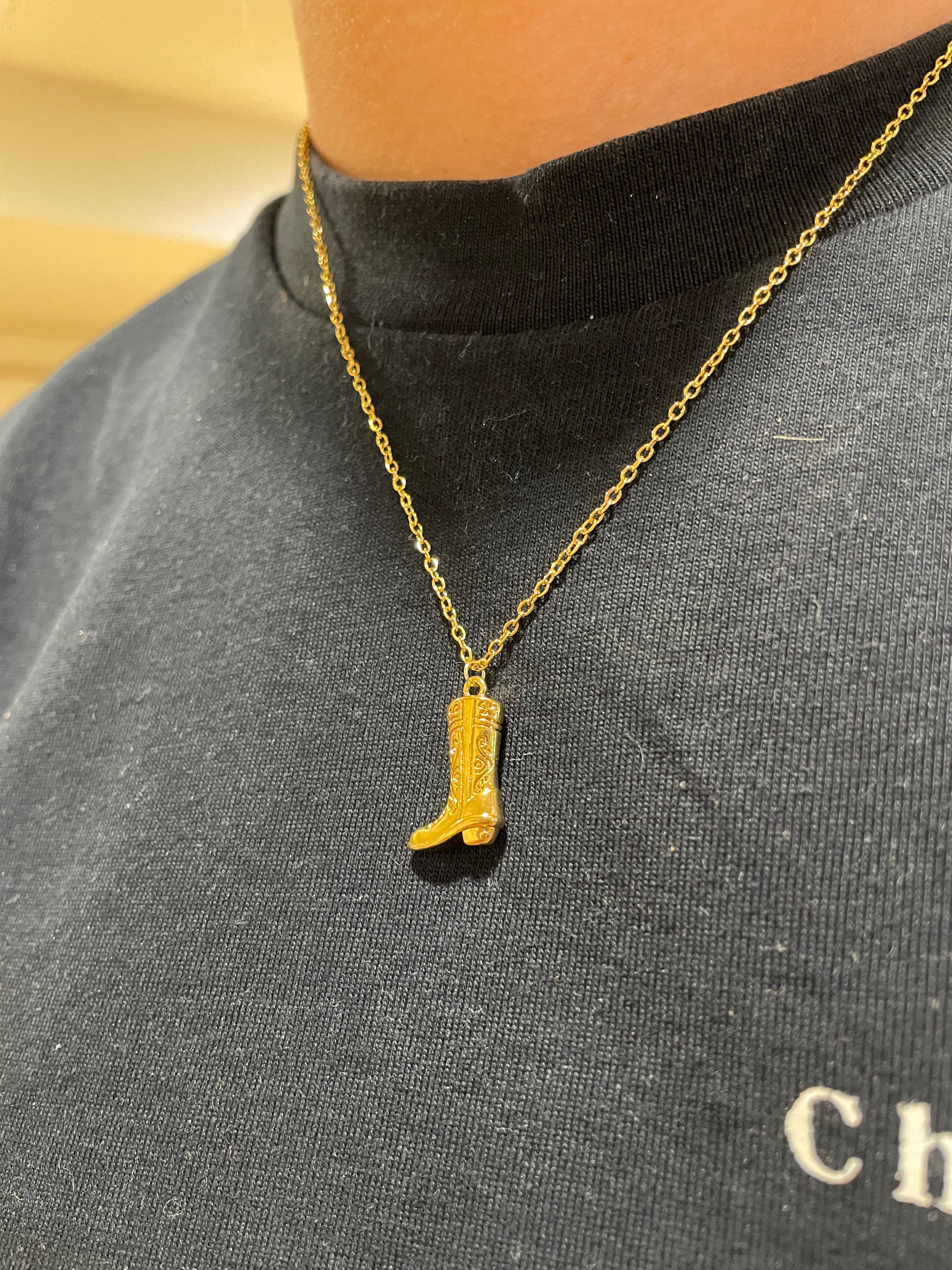 Gold Cowboy Boot Necklace