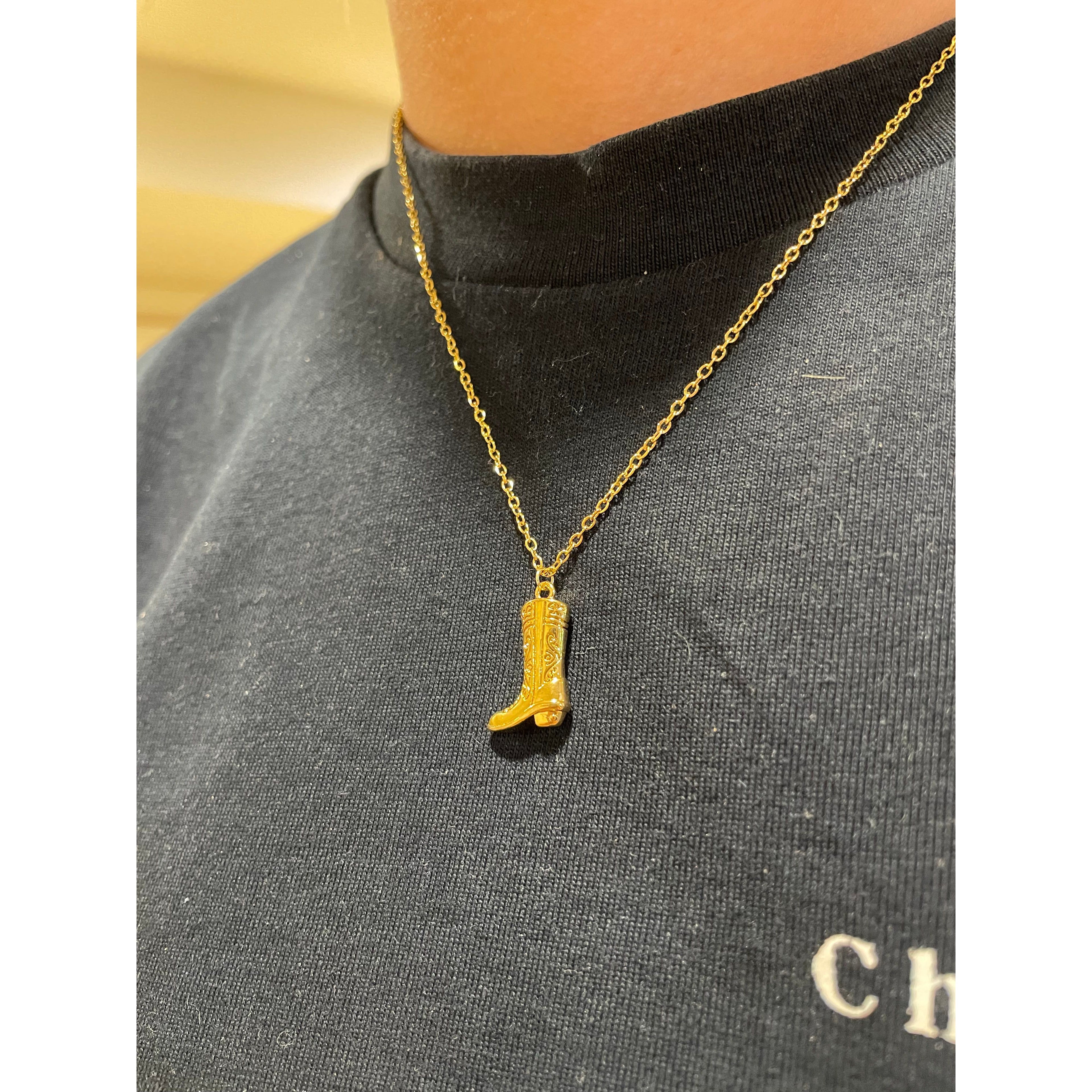 Gold Cowboy Boot Necklace