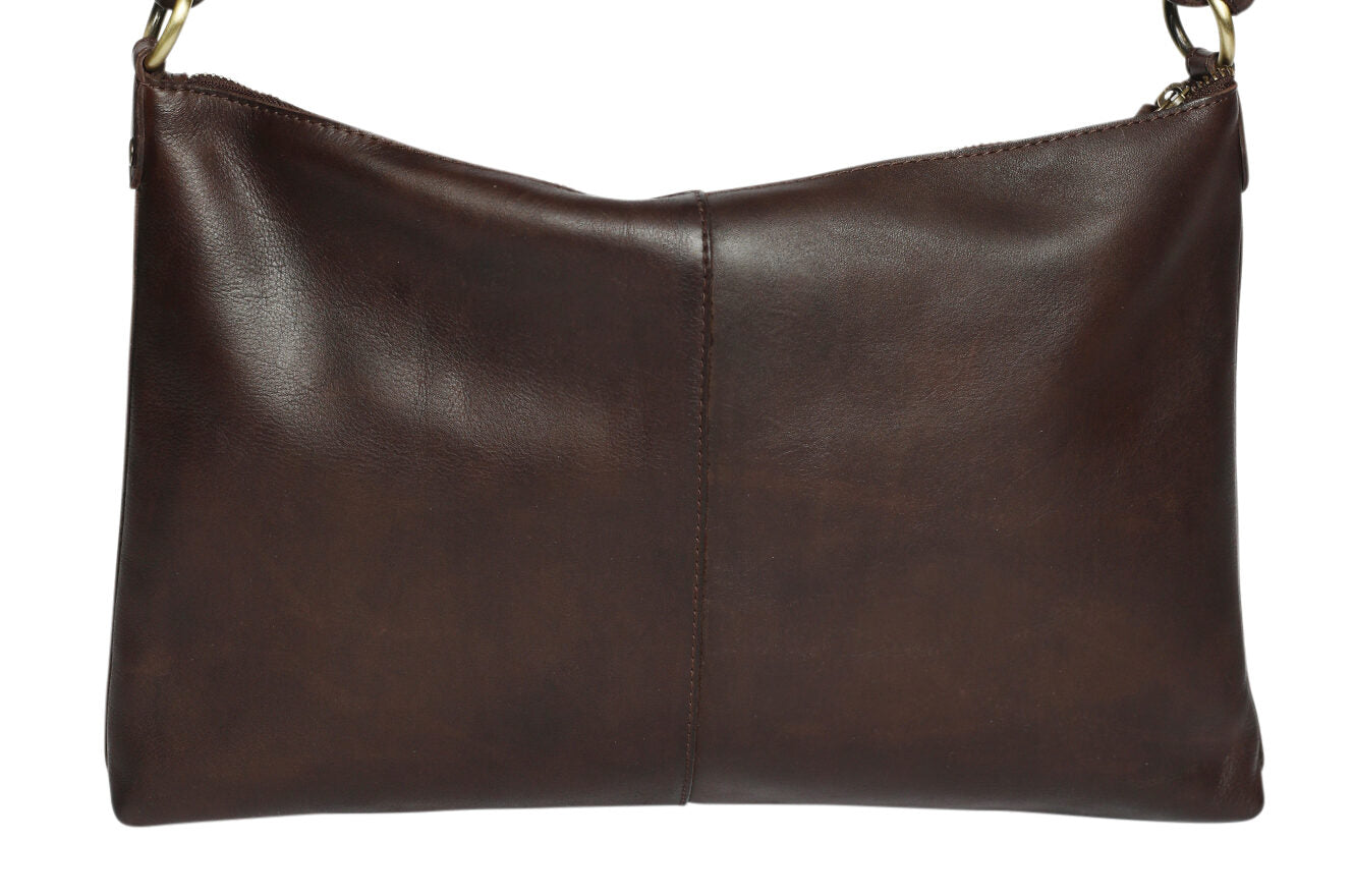 Ladies brown leather shoulder bag