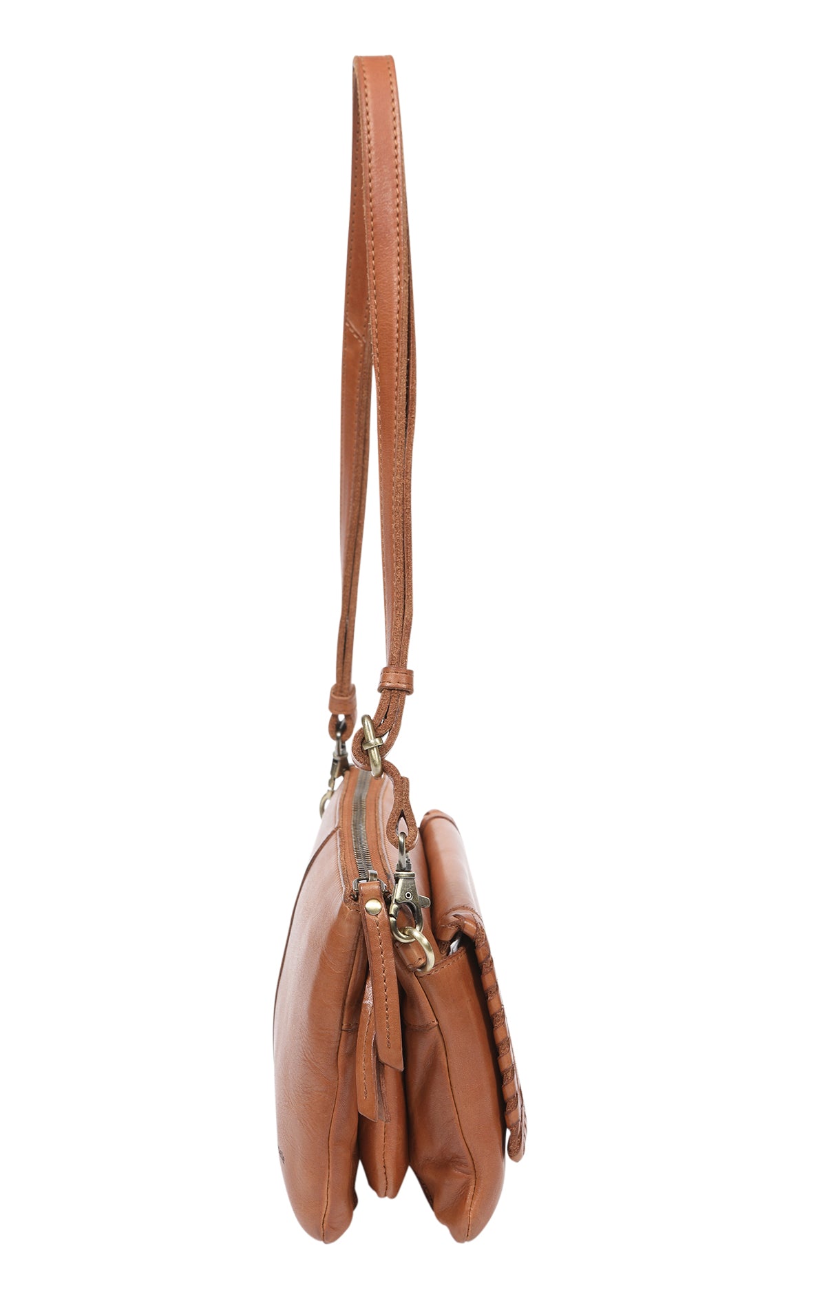 Ladies Tan Leather Cross Body