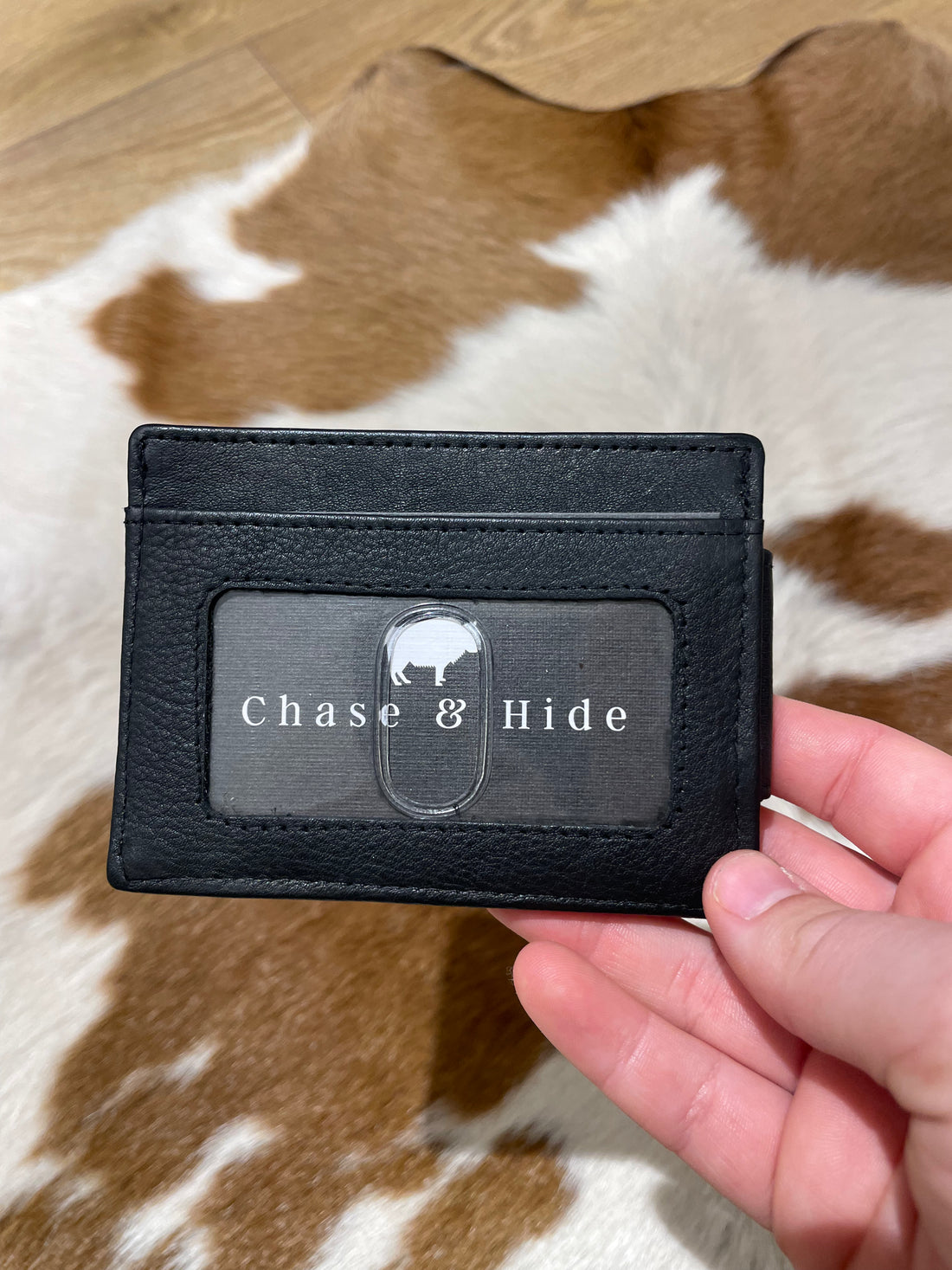 Black Leather Money Clip Wallet