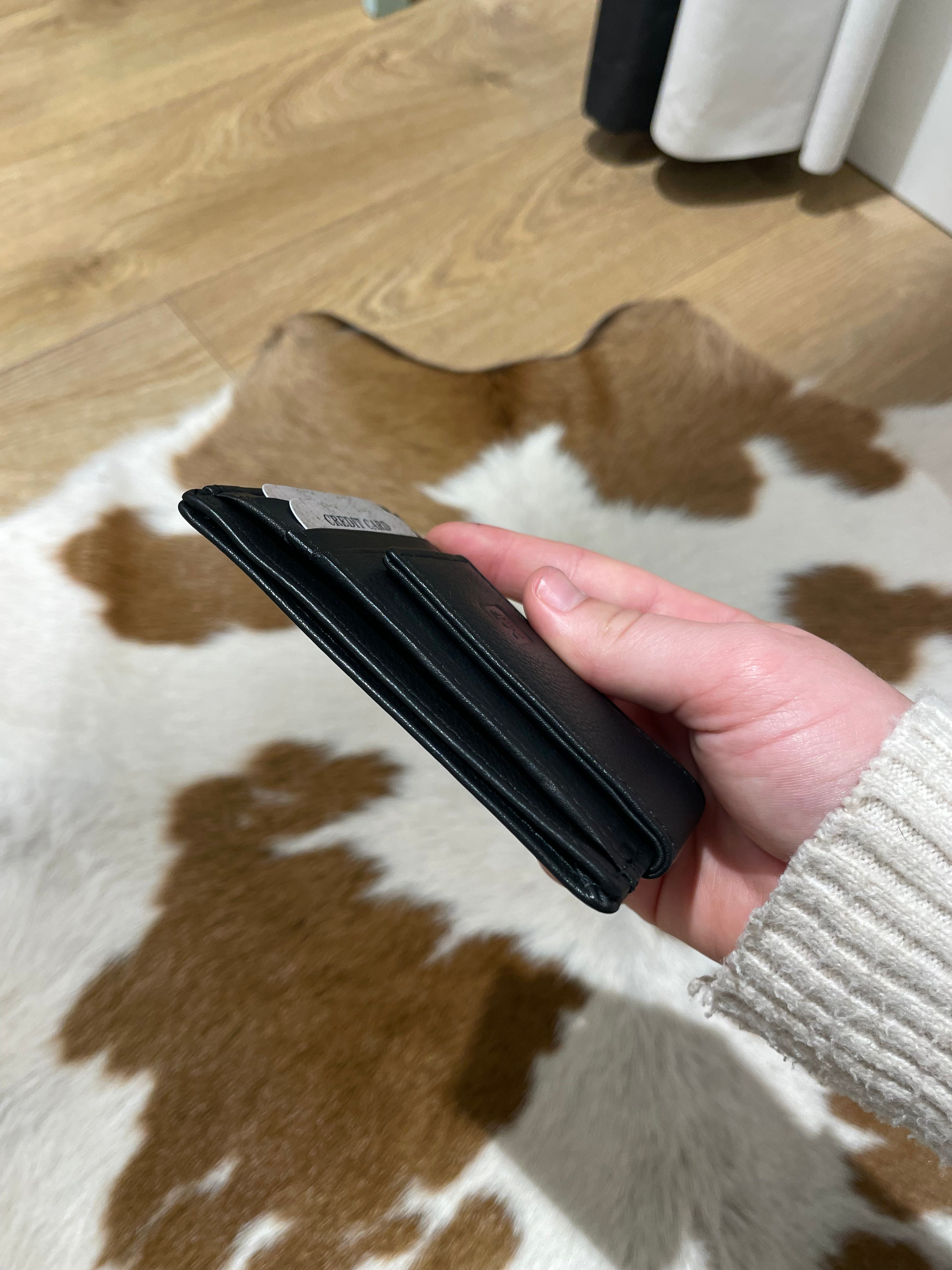 Black Leather Money Clip Wallet