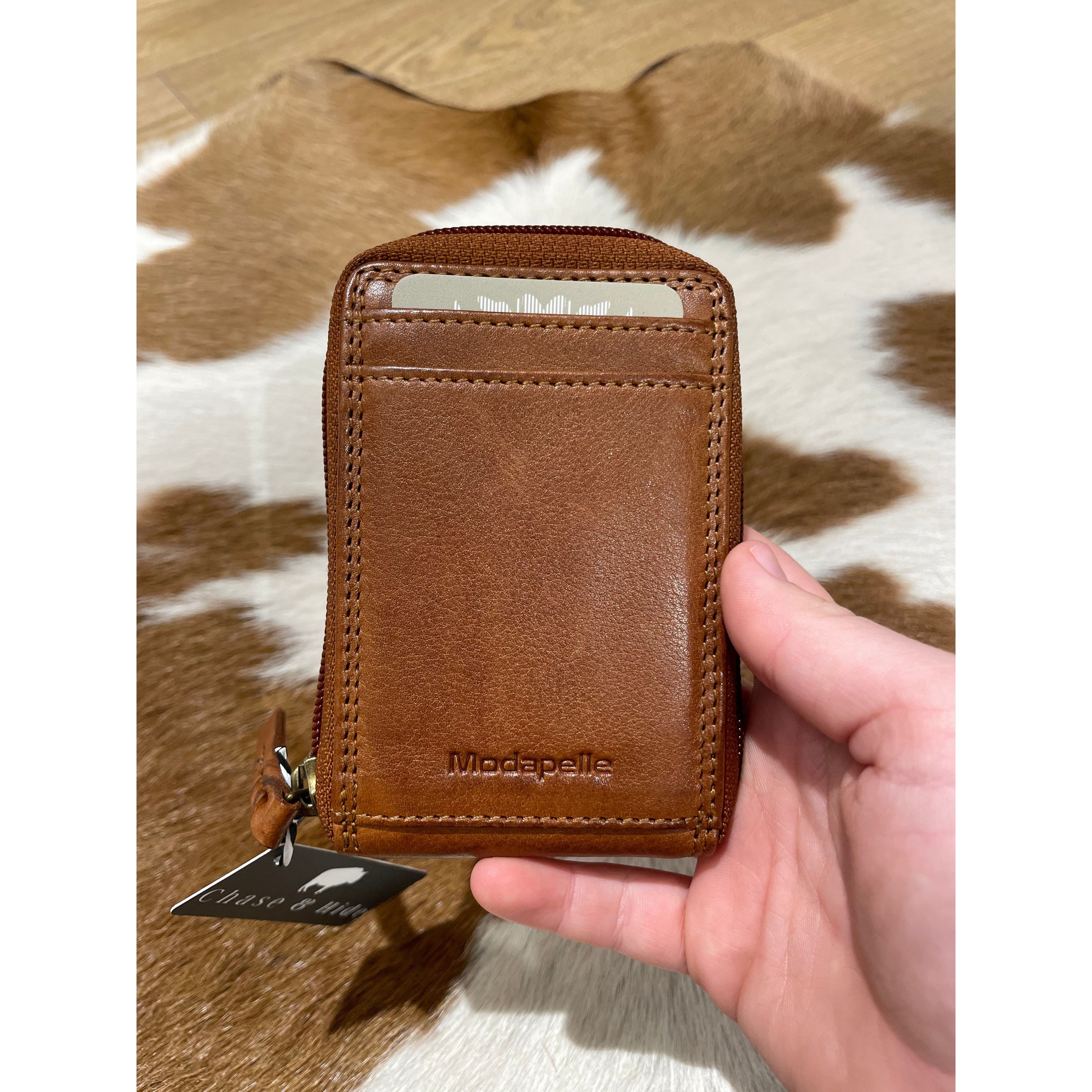 Leather Zip Around Card Wallet