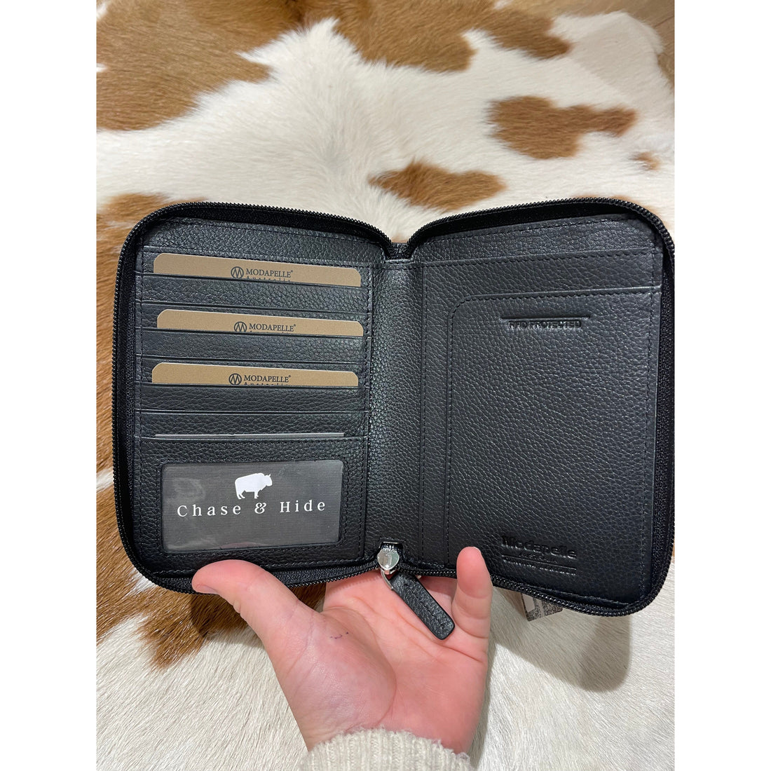 Leather Zip Passport Wallet