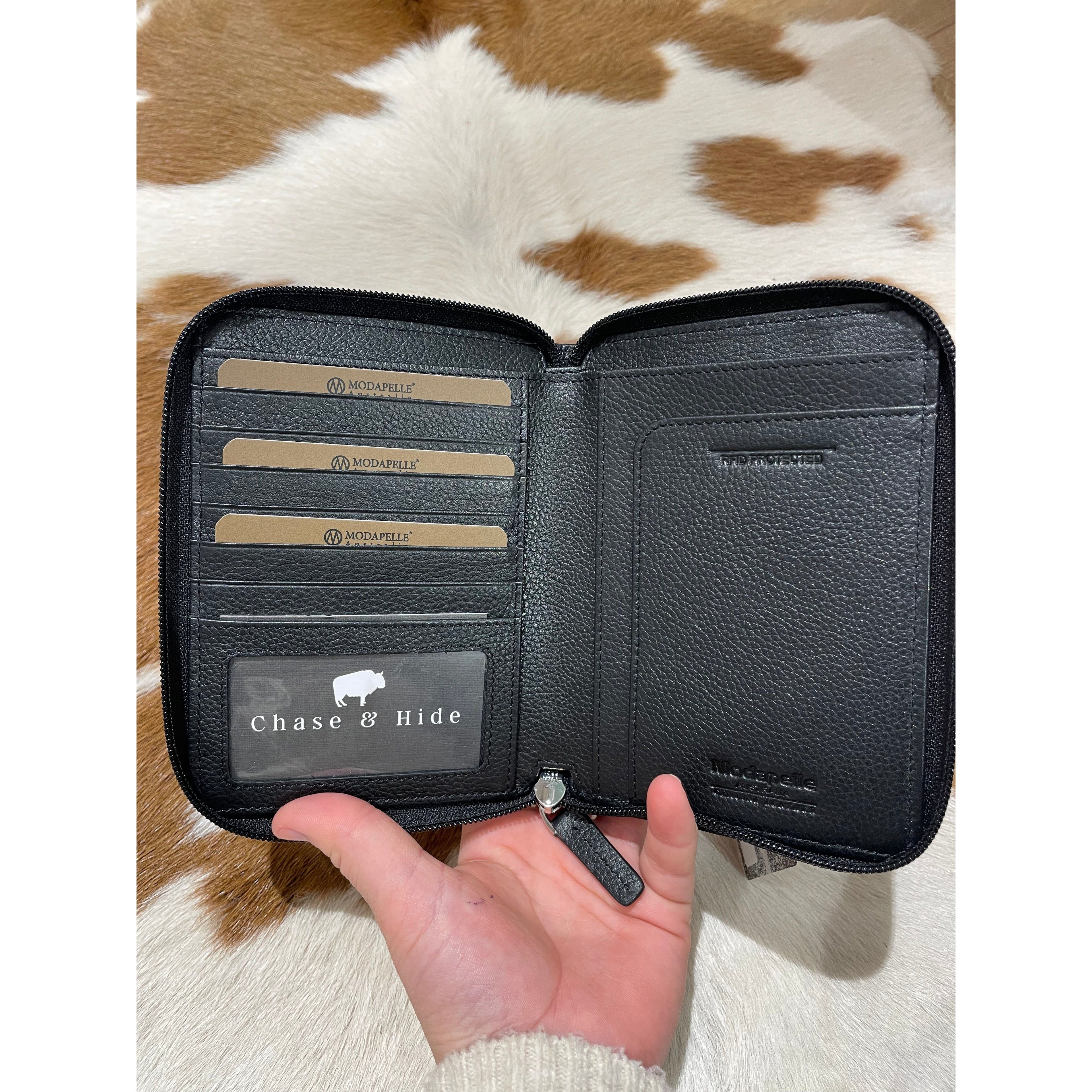 Leather Zip Passport Wallet
