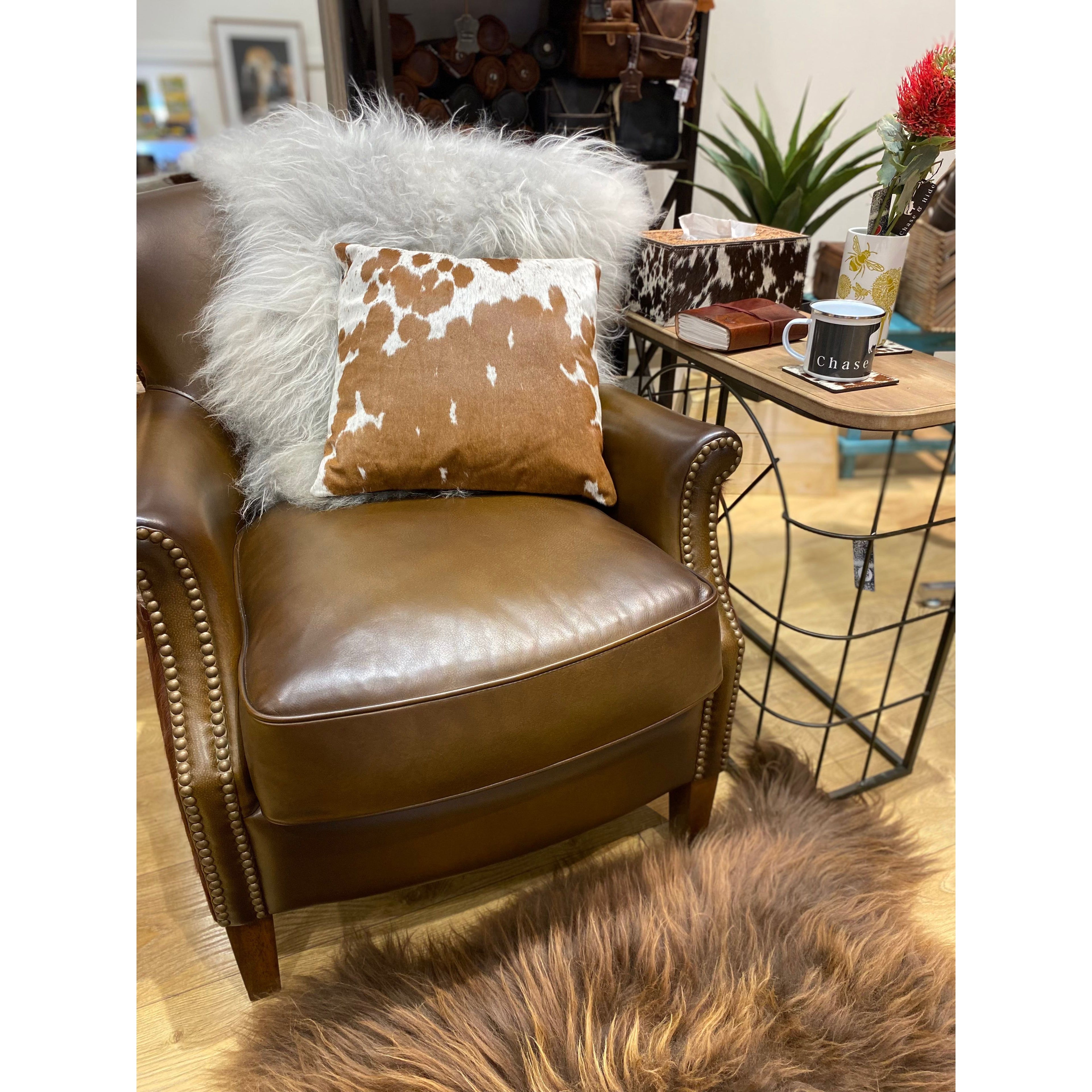 Brindle Cowhide Leather Arm Chair