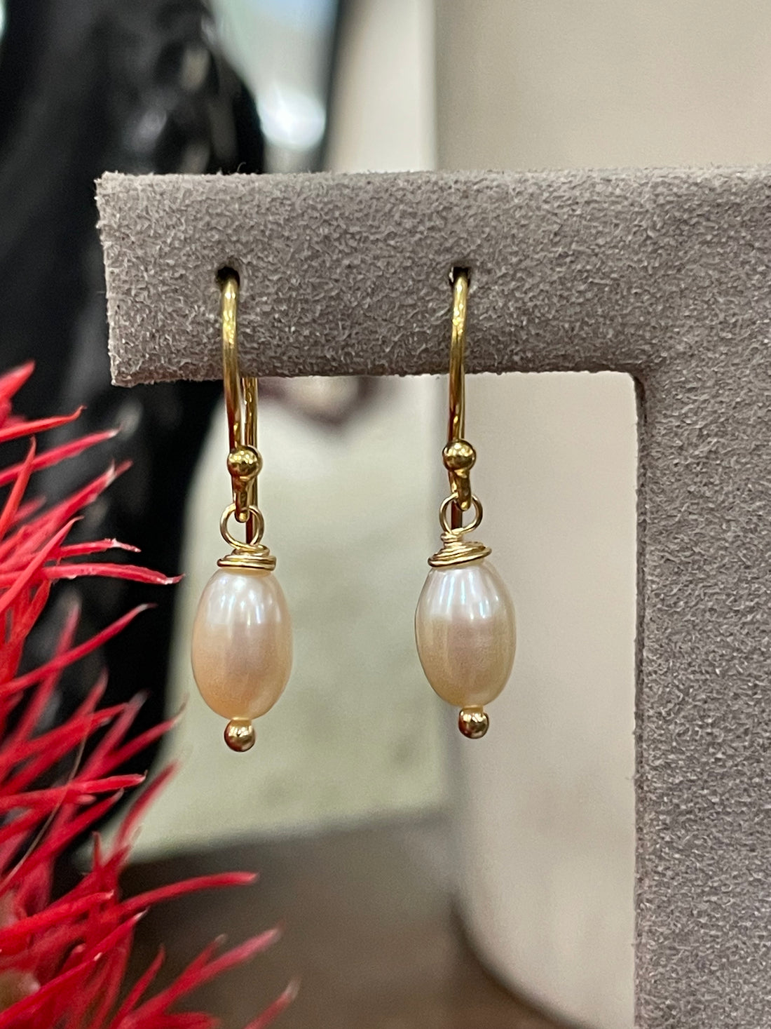 Freshwater Rice Pearl Drop Earrings