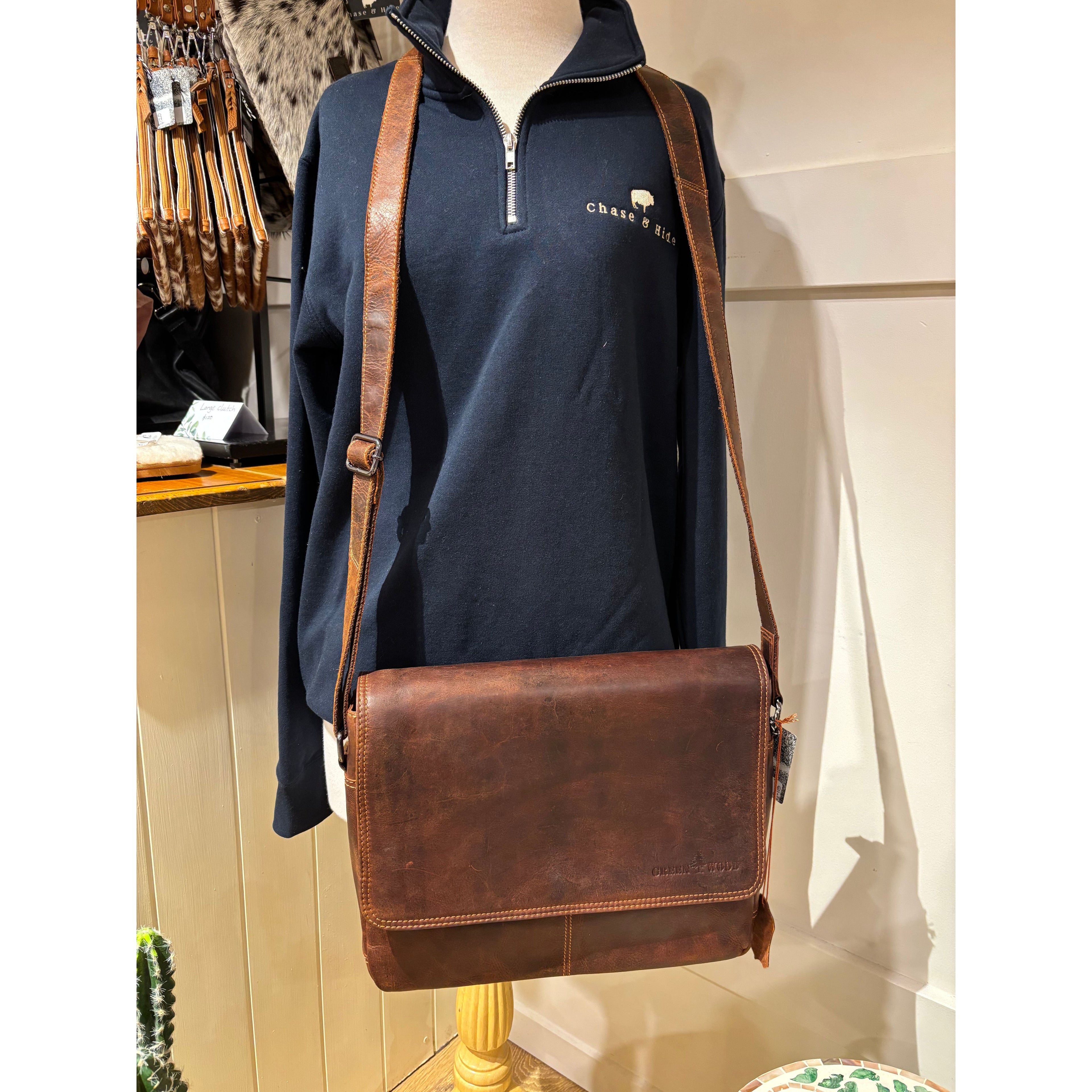 Leather Laptop Shoulder Bag -