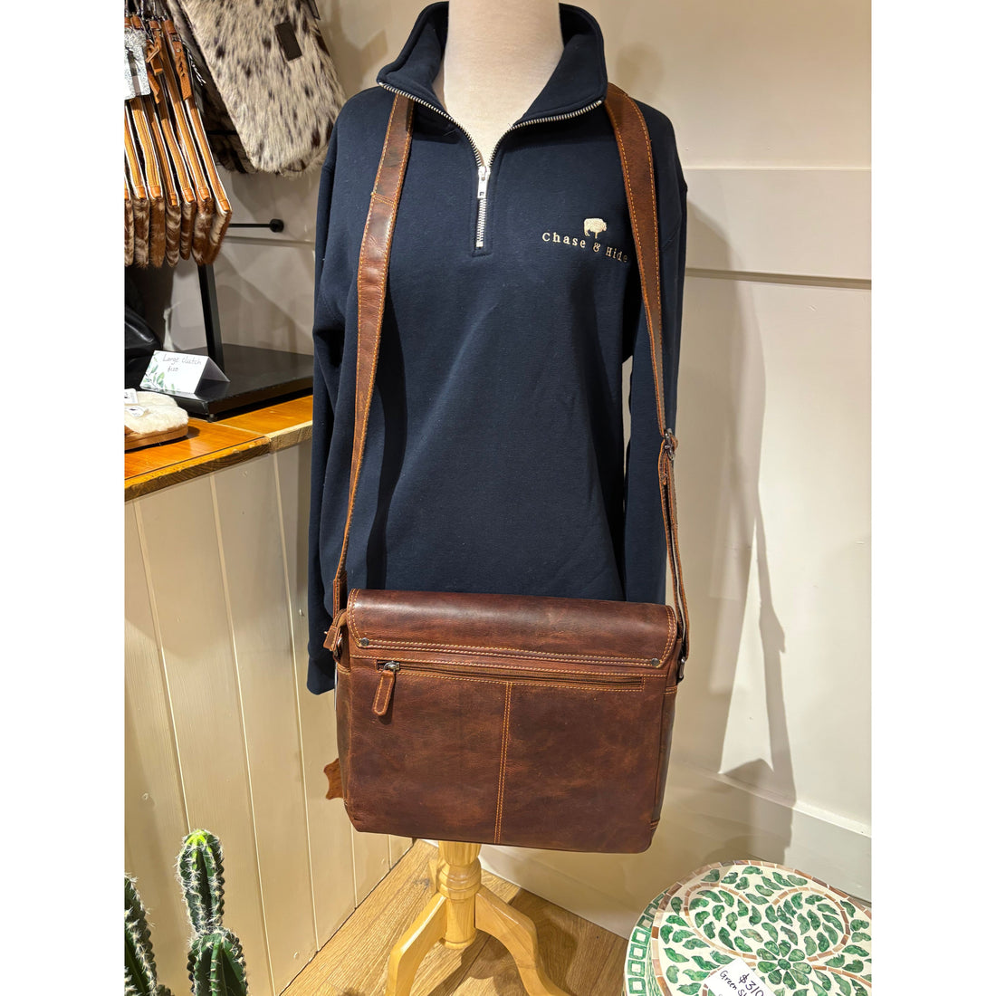 Leather Laptop Shoulder Bag -