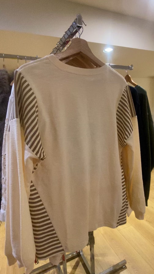 Lemon Western Print Colorblocked Long Sleeve Cotton Blouse