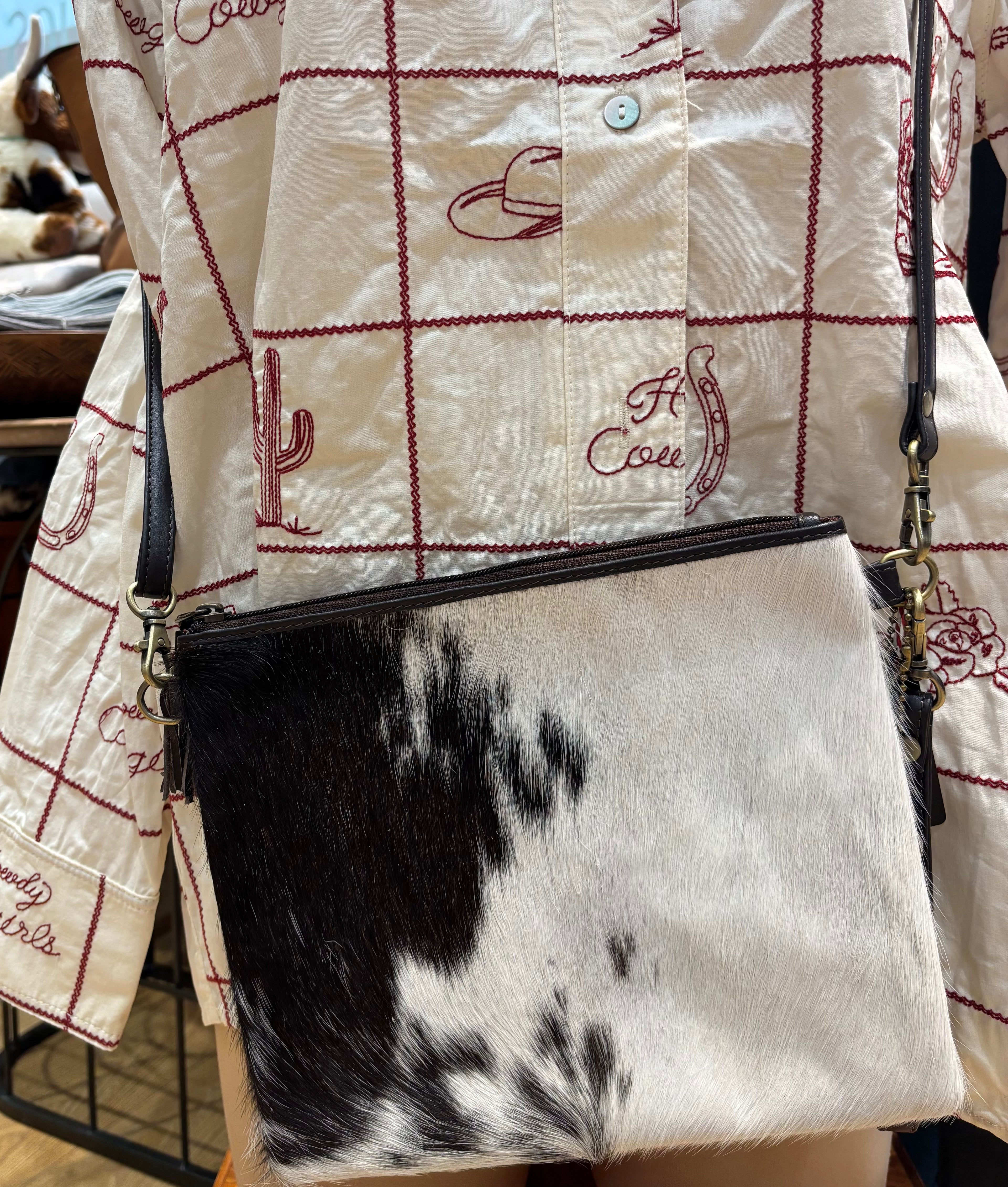 Cowhide clutch bag