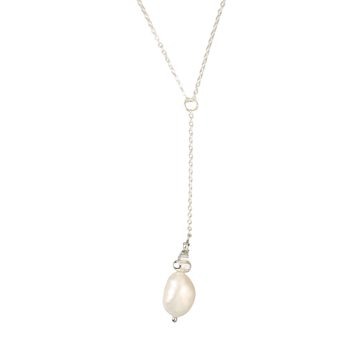 Pearl Drop Necklace Silver