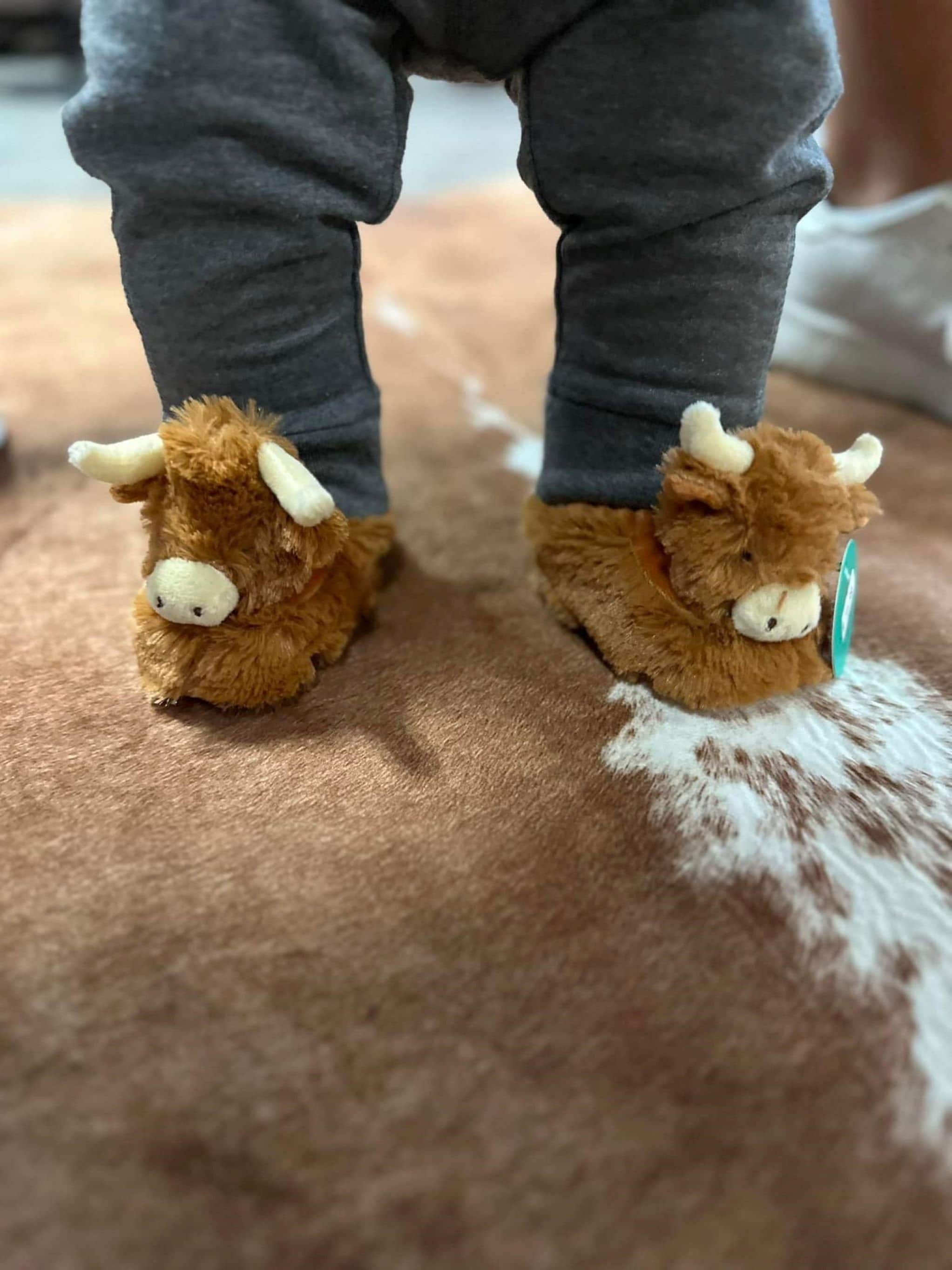 Hairy Highland Cow Plush Baby Soft Slippers House Shoes