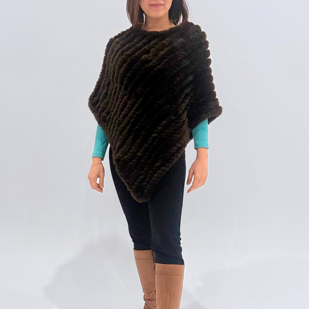 THSP1065: Brown: Faux Fur Poncho