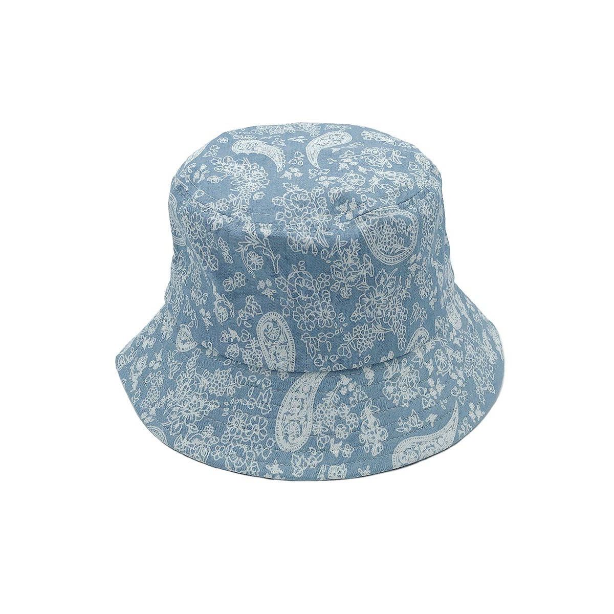 Paisley Print Denim Cotton Bucket Hat