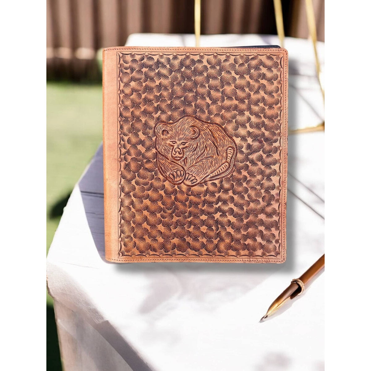 All Tooled Leather Bear Planner