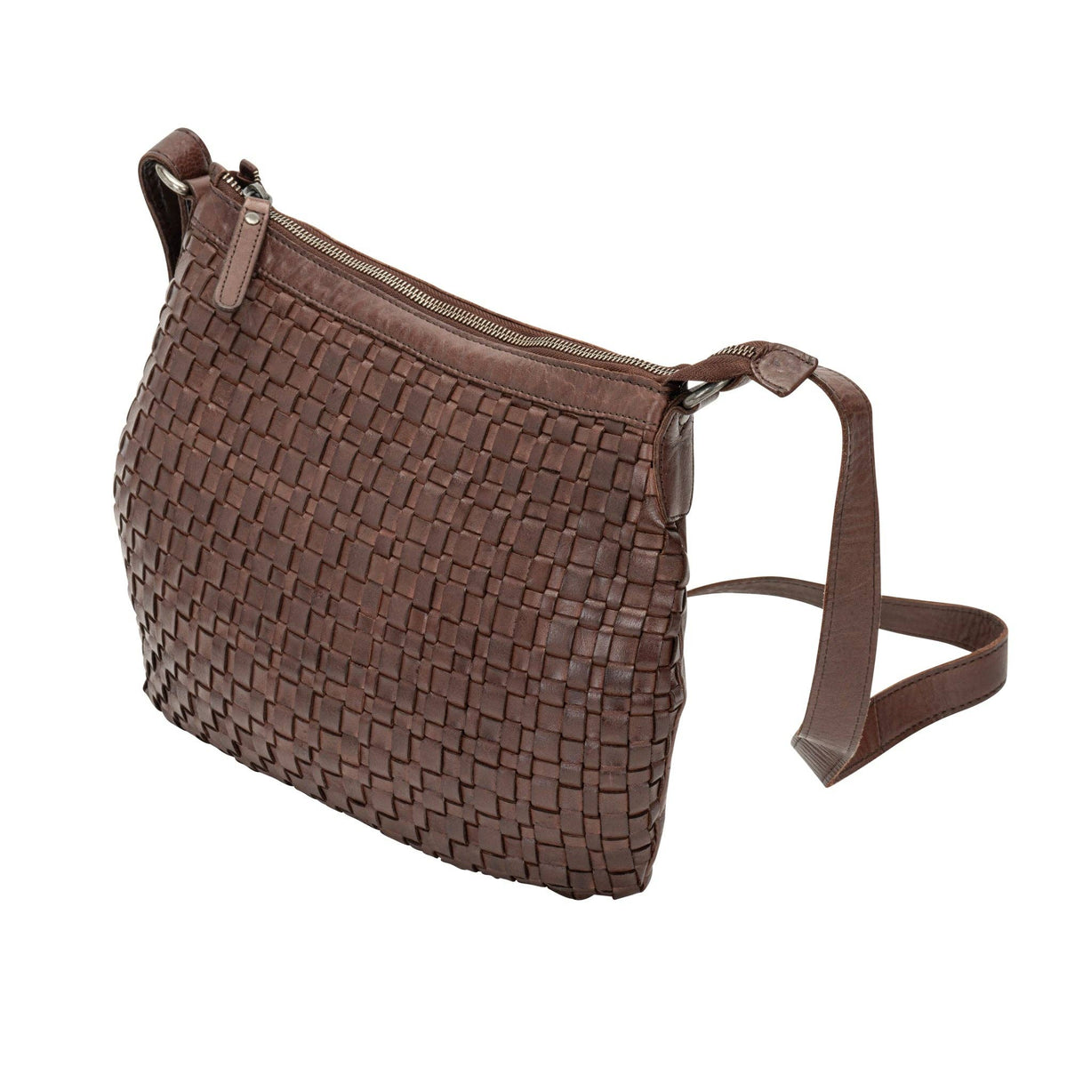 The Winslow Shoulder Bag — Vintage Woven Leather Crossbody (Brown)