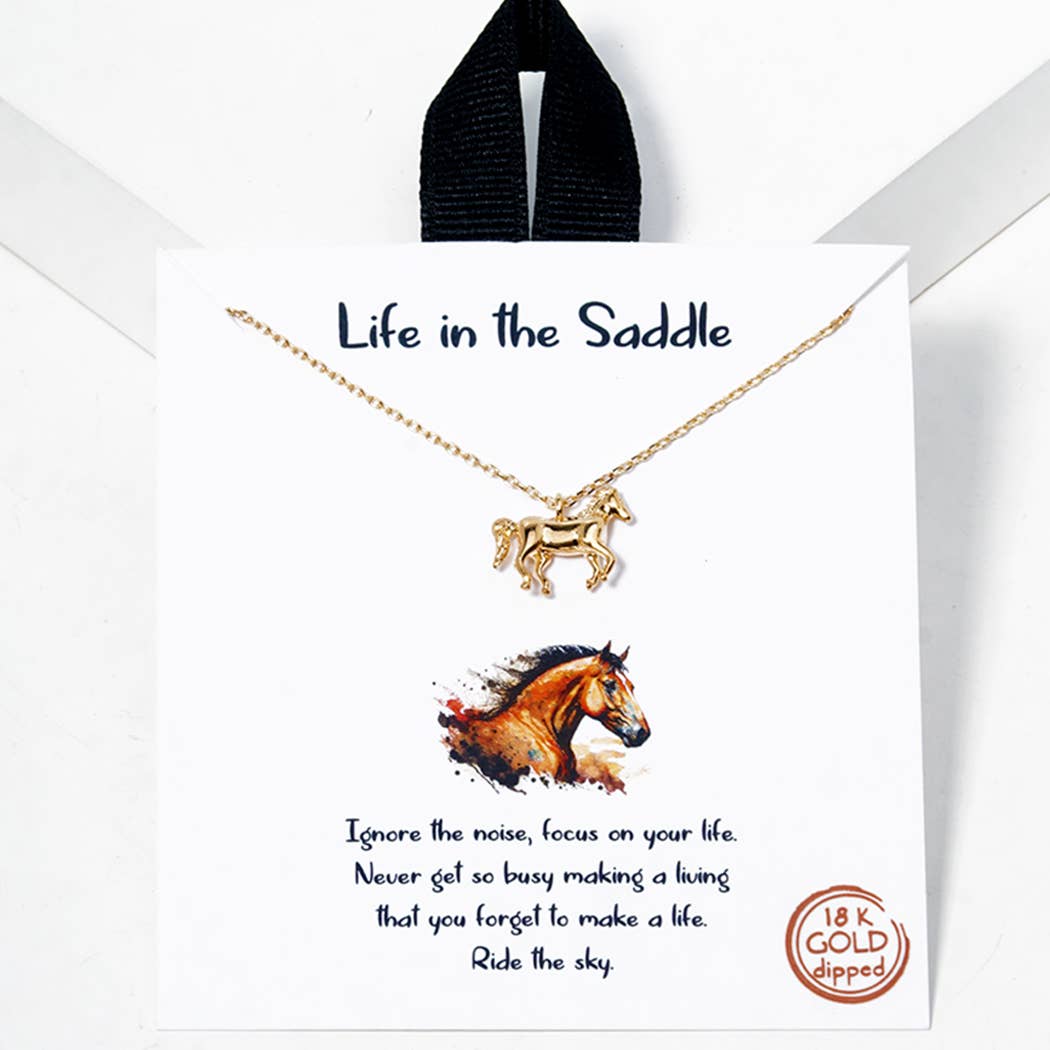 Silver Dipped Running Horse Figure Pendant Necklaces