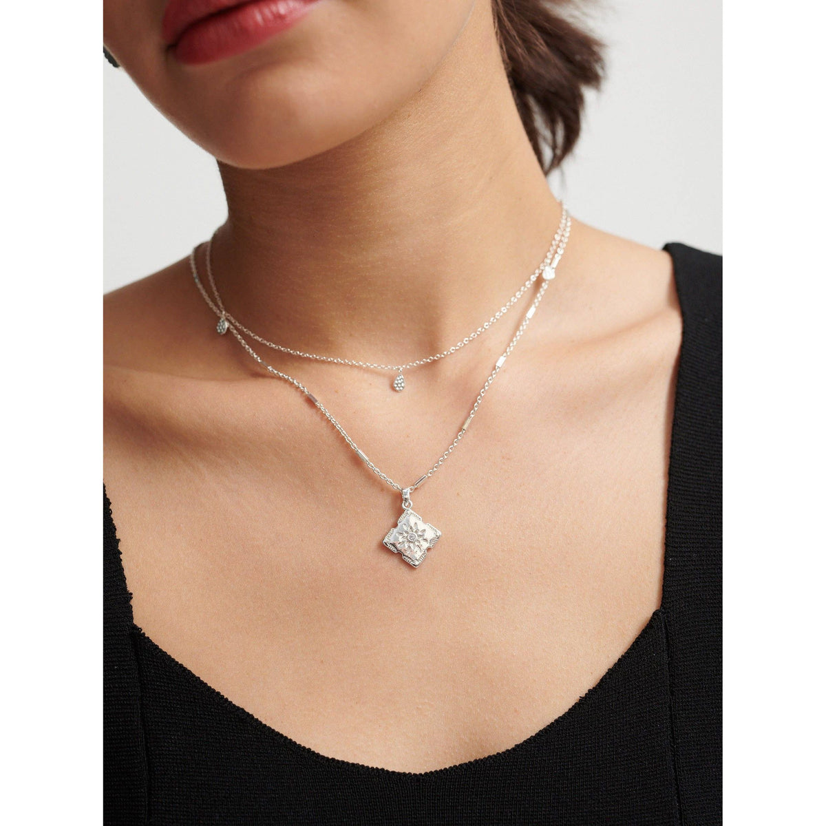 Lori Sterling Silver Plated Charm Necklace