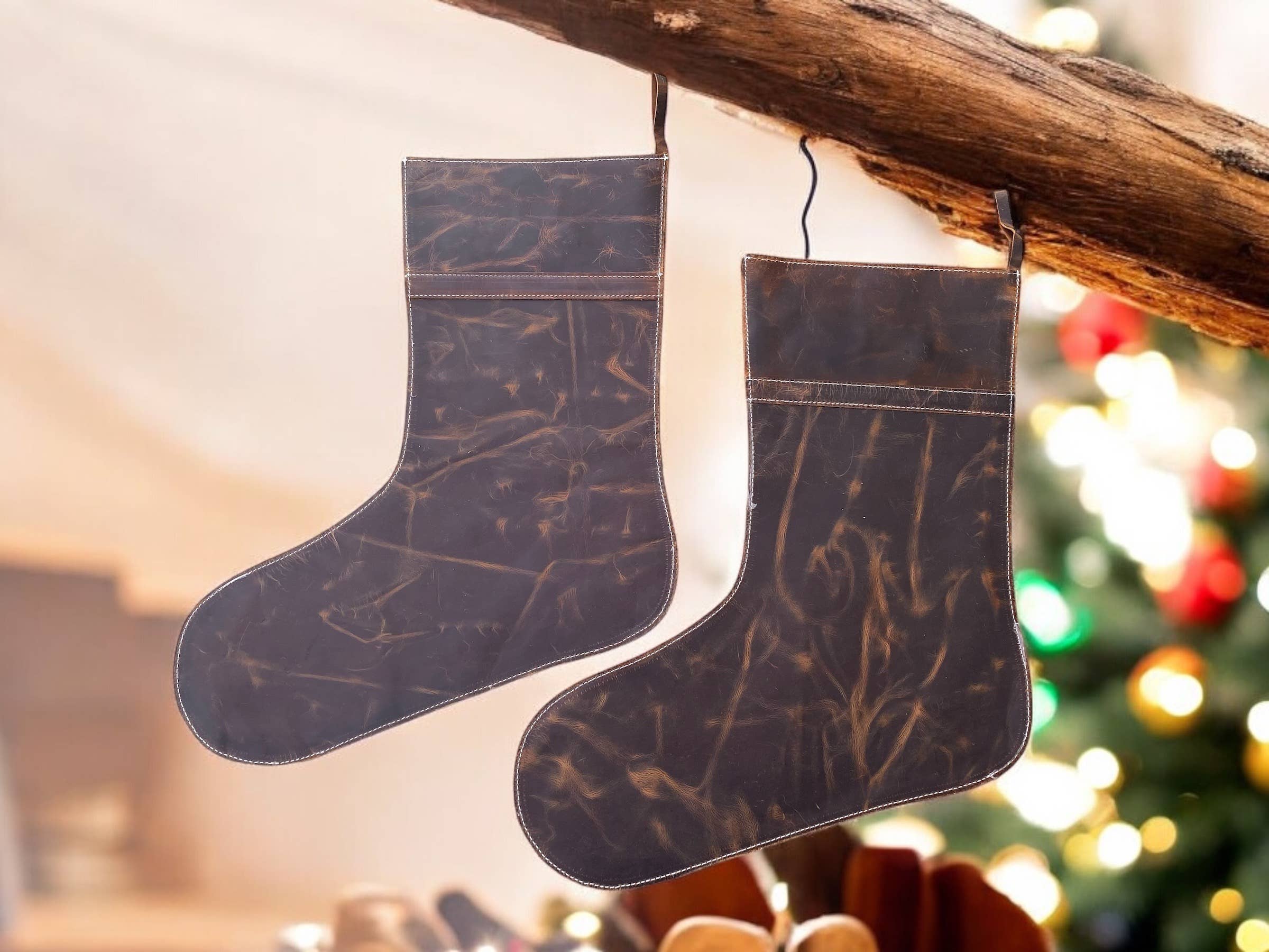 Longhorn  Christmas Stockings Rustic Leather
