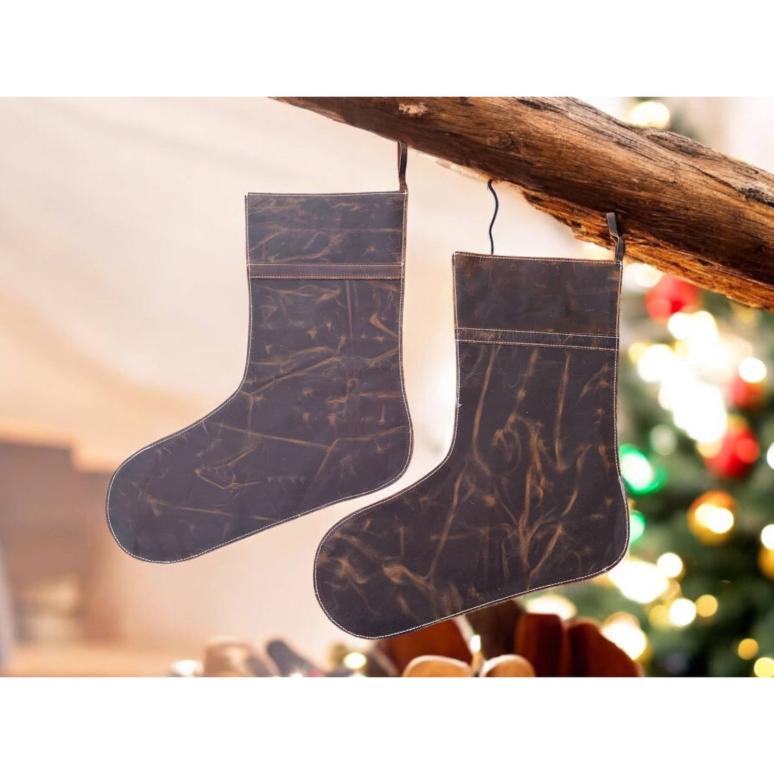 Longhorn Christmas Stockings Rustic Leather