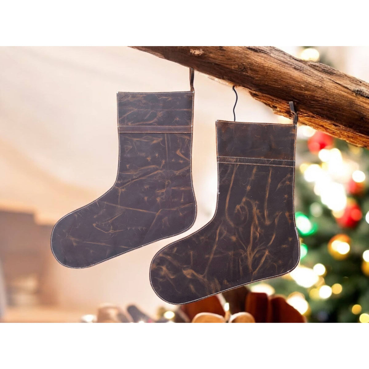 Longhorn Christmas Stockings Rustic Leather