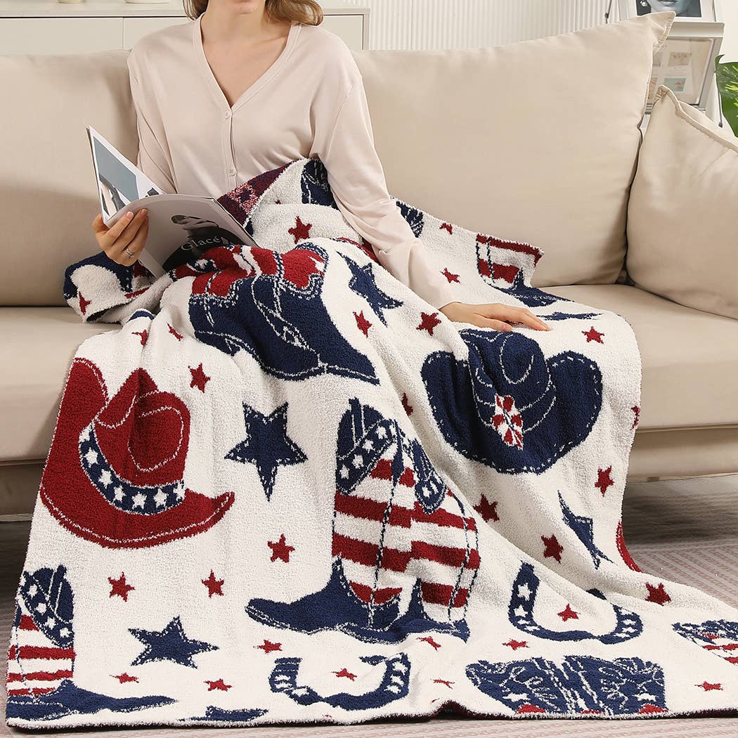 Cowgirl and Cowboy Print Soft Cozy Throw Blanket