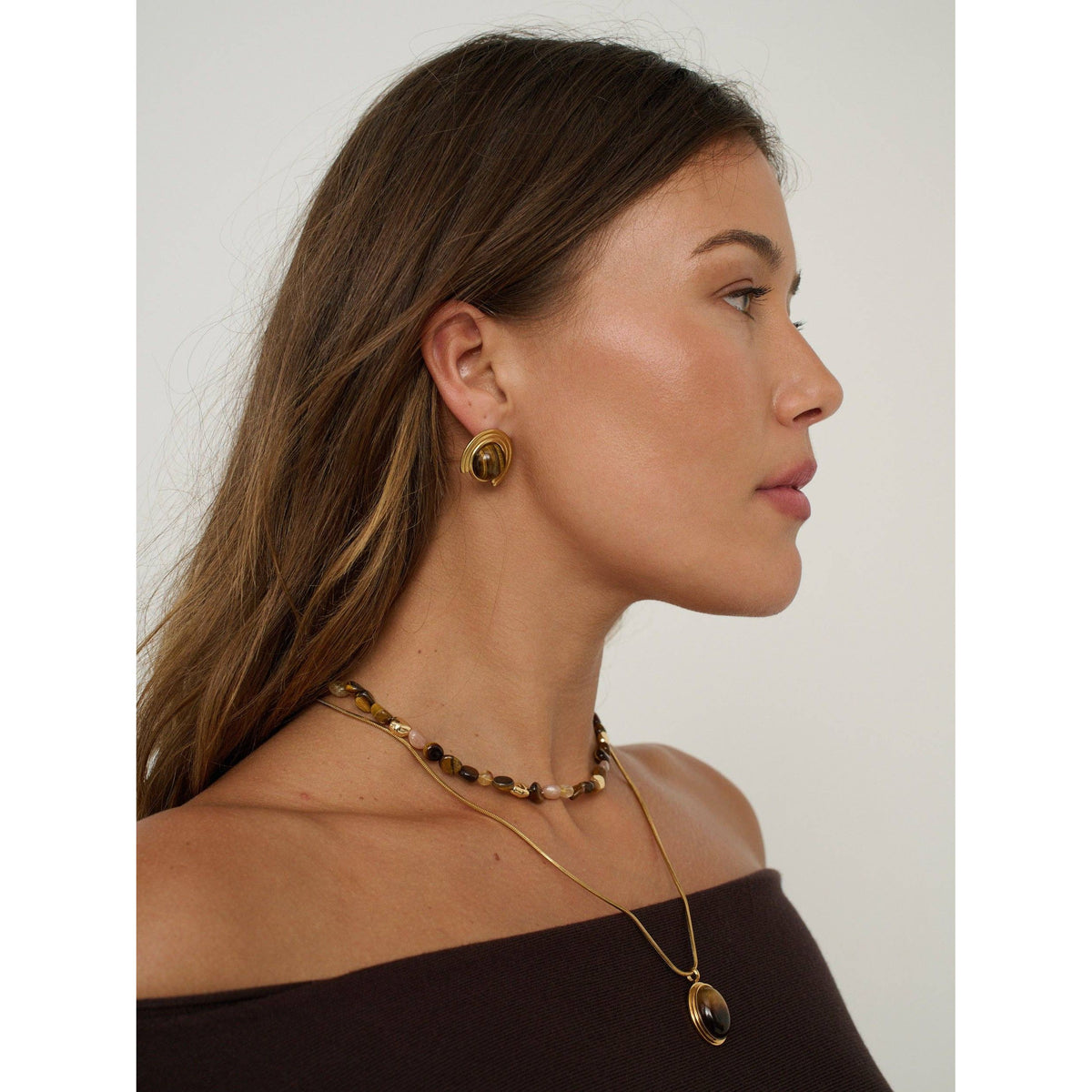 Talia Tiger Eye Earring