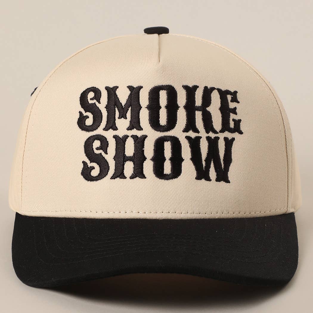 SMOKE SHOW Typographic Embroidery Baseball Cap