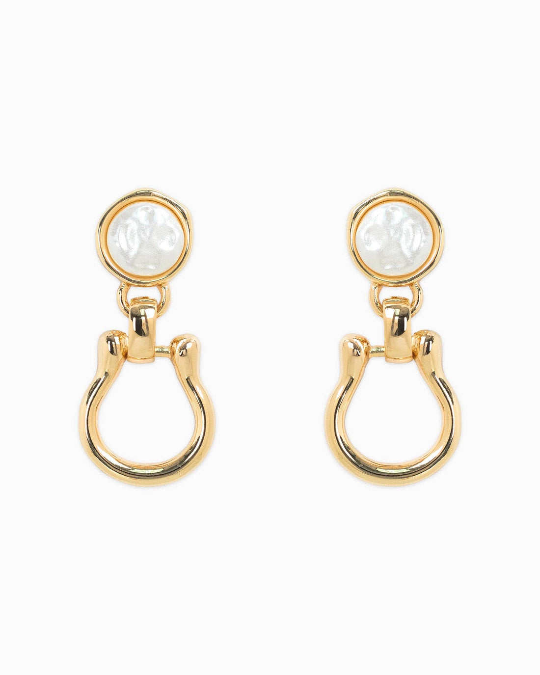 Pearl Top Horsebit Earrings