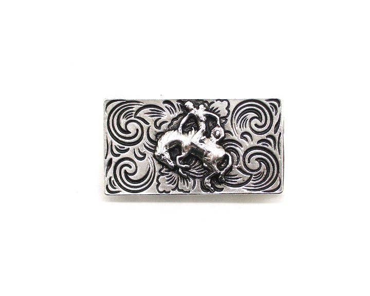Western Etched Horse Riding Money Clip