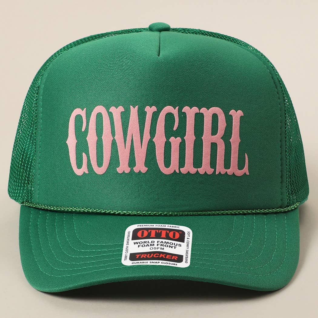 COWGIRL Text Logo Printed Mesh Back Trucker Hat