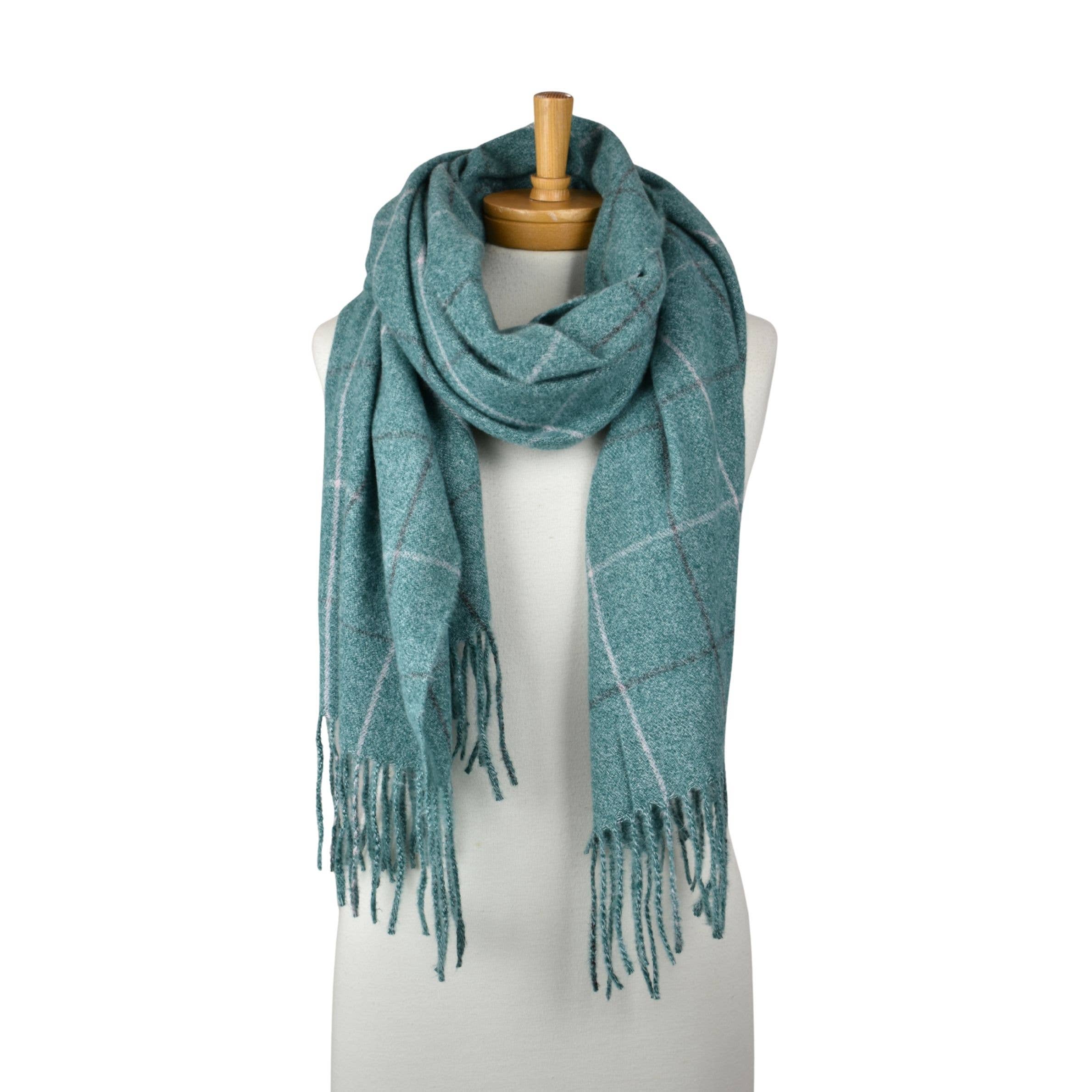 THSS2815: Emerald Green: Grid Check Scarf