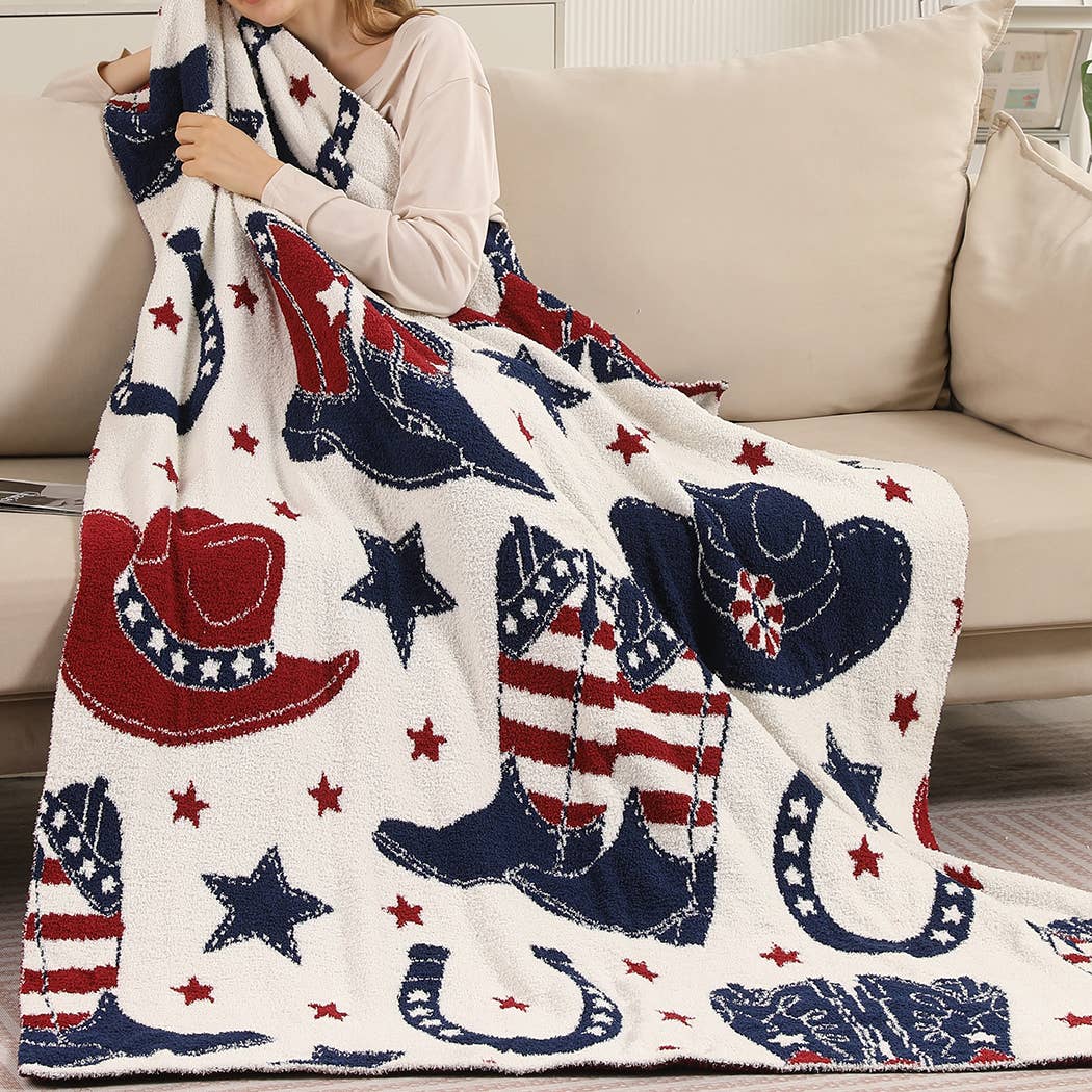Cowgirl and Cowboy Print Soft Cozy Throw Blanket