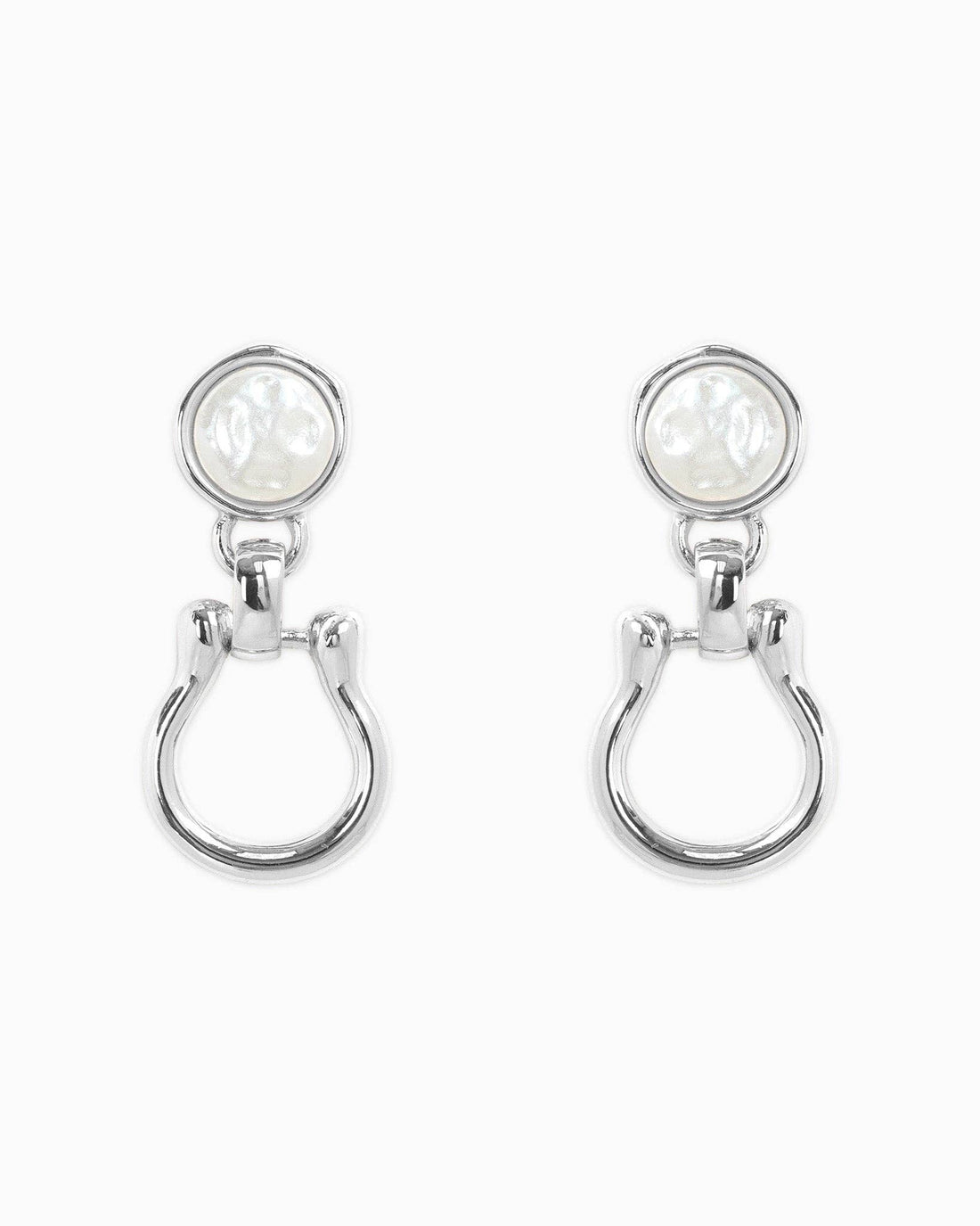 Pearl Top Horsebit Earrings