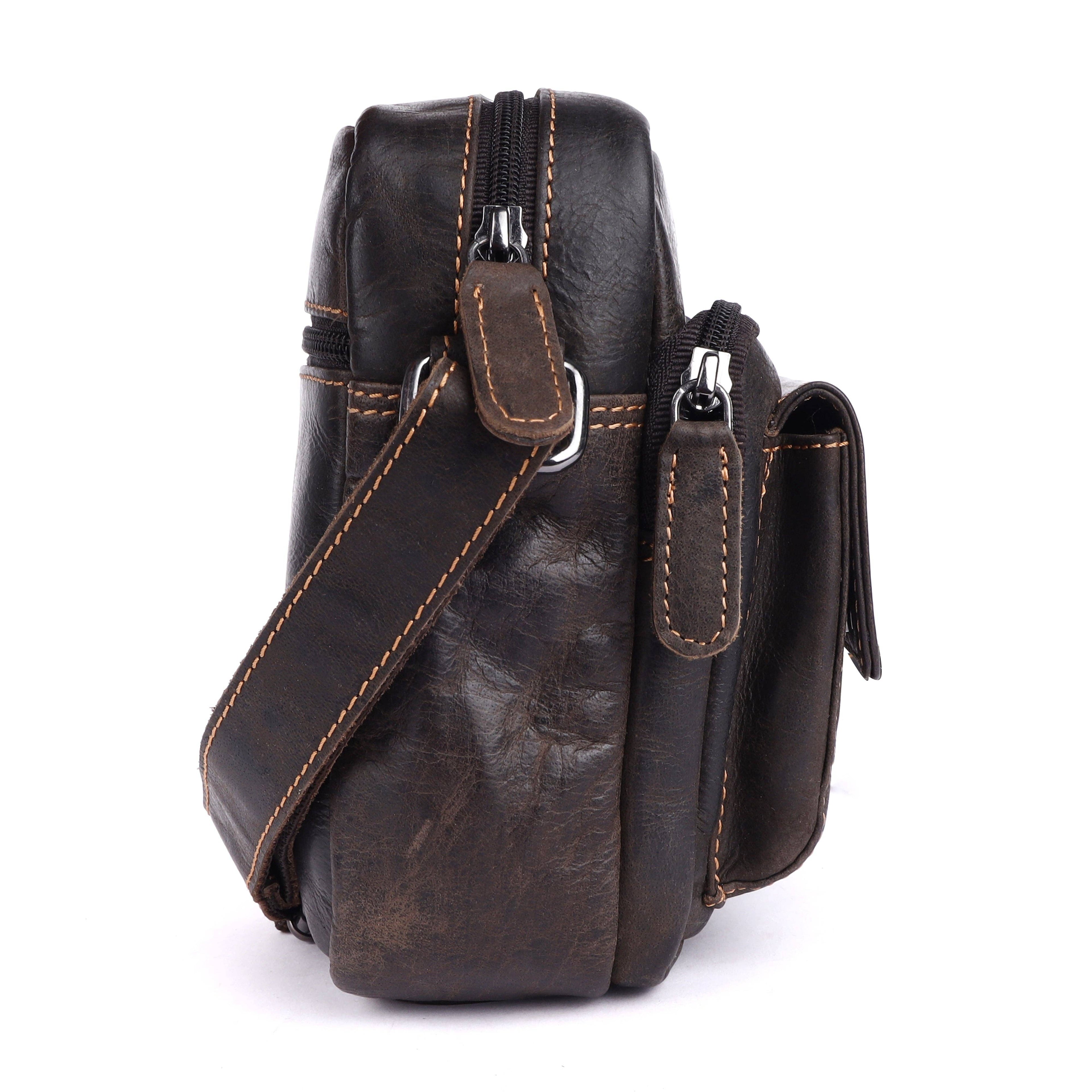 Greenwood Leather Ryder Crossbody Bag, Vintage Dark Brown