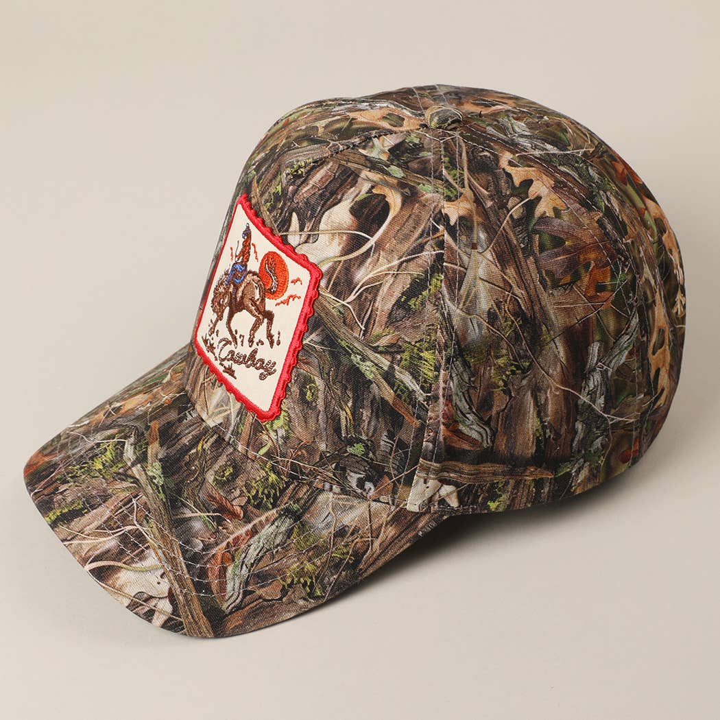 Cowboy Horse Image Embroidery Patch Camo Cap