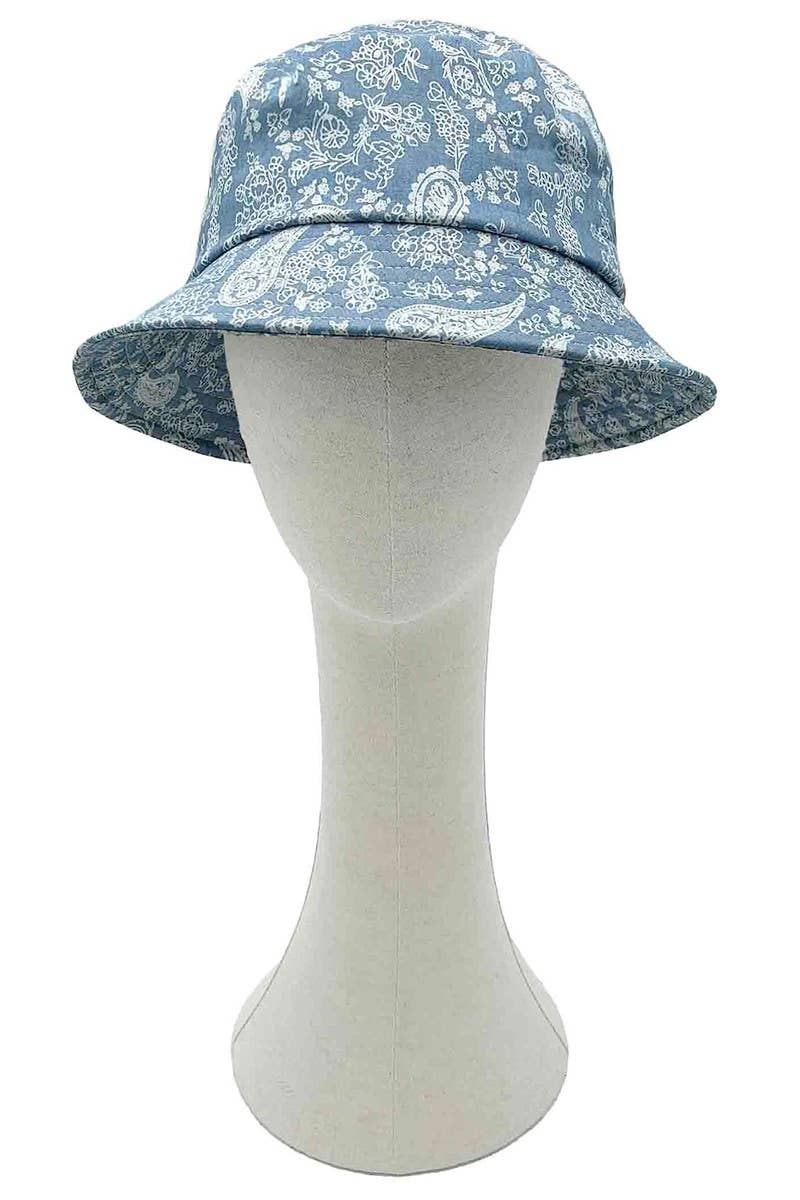 Paisley Print Denim Cotton Bucket Hat