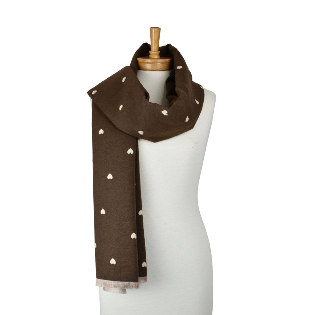 Brown: Reversible Petite Hearts Scarf