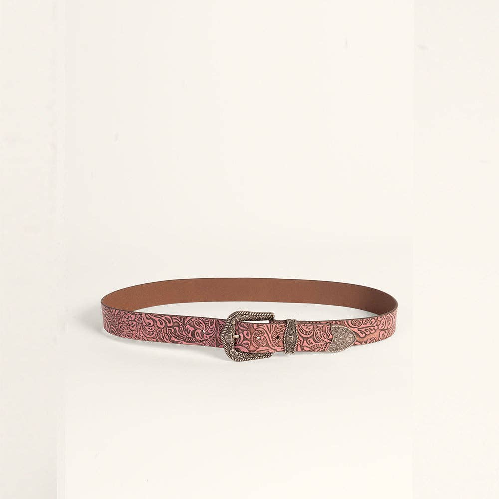 Loyal West Sophia Belt-Pink Floral Leather