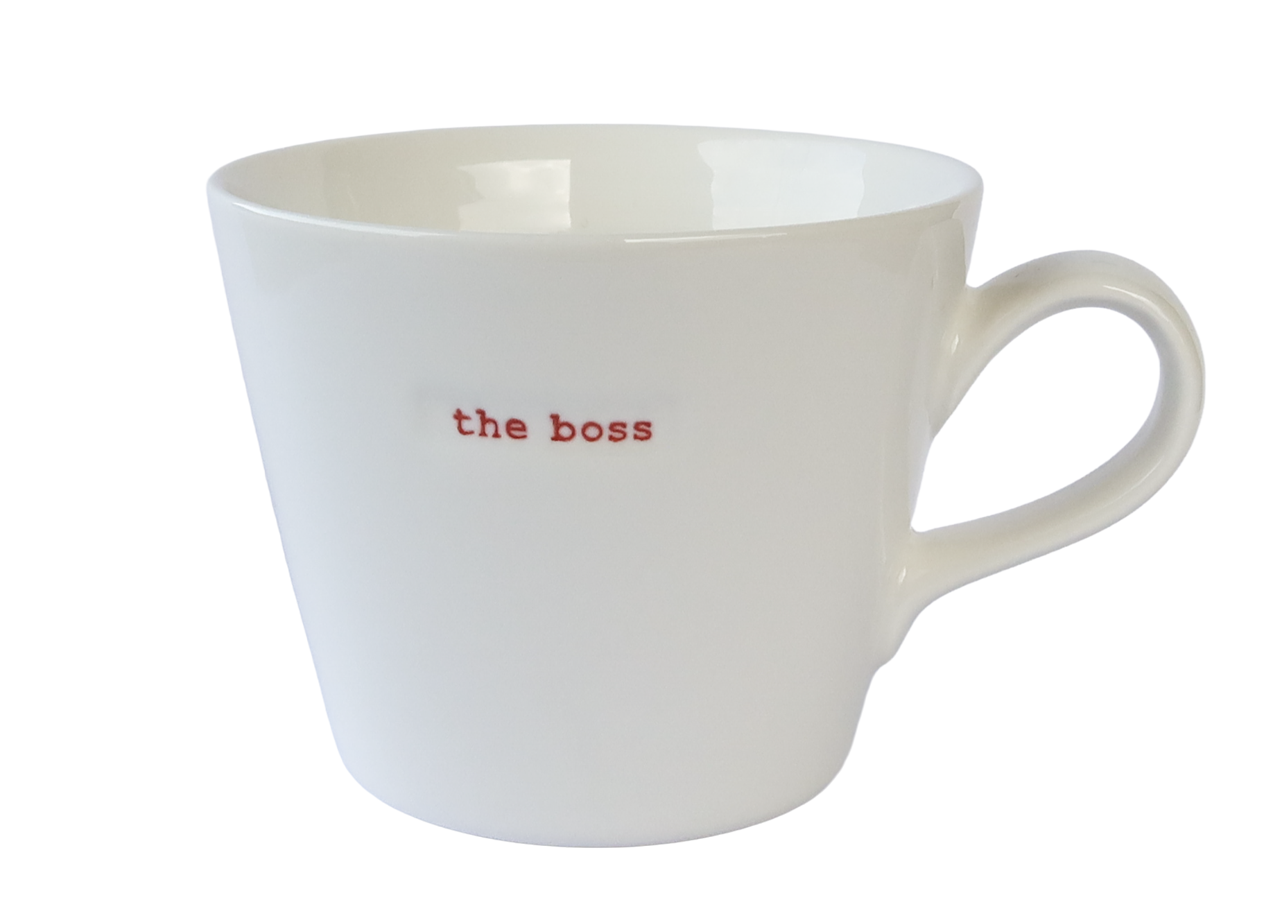 KBJ Word Bucket Mug - The Boss (Hand Embossed Red Text)