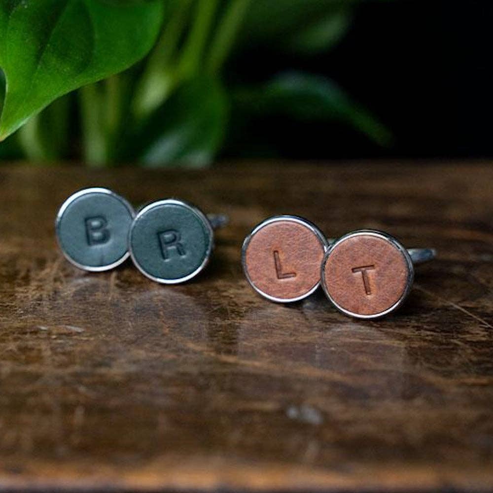 Genuine Leather Inlay Cufflinks