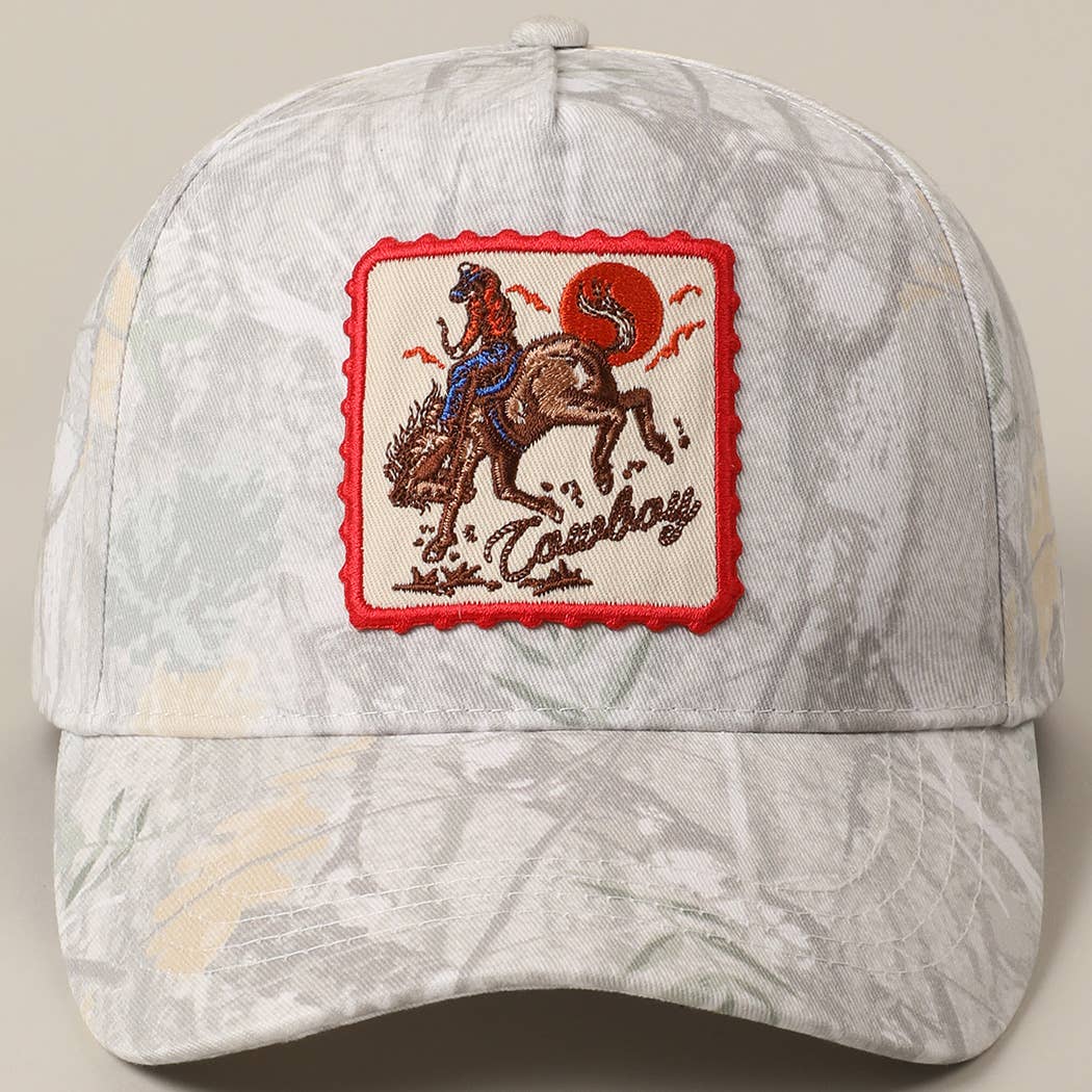 Cowboy Horse Image Embroidery Patch Camo Cap